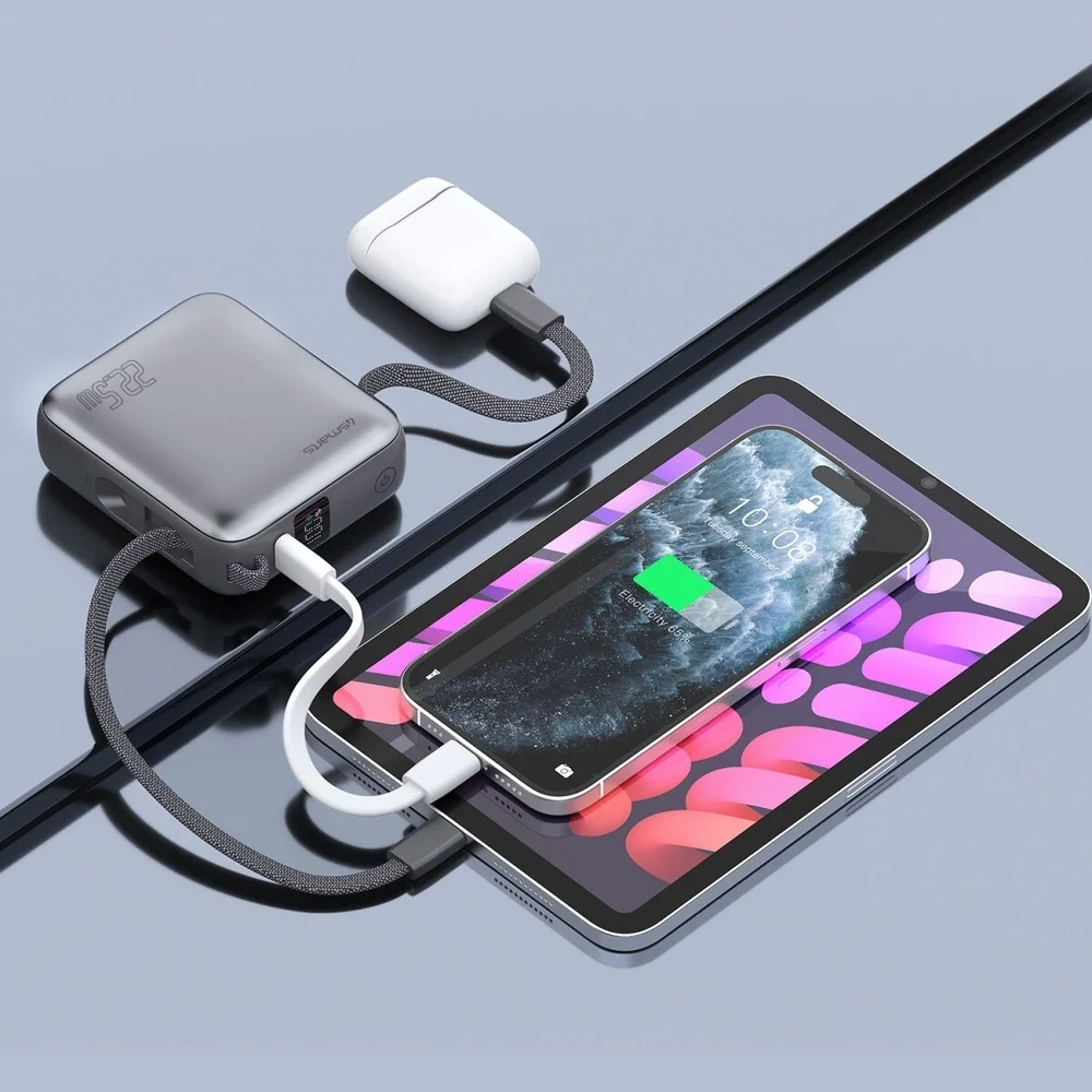 4SMARTS powerbank pocket dual cord 10000mah 22 5w  spacegrau Akkus Powerbanks & Kabel