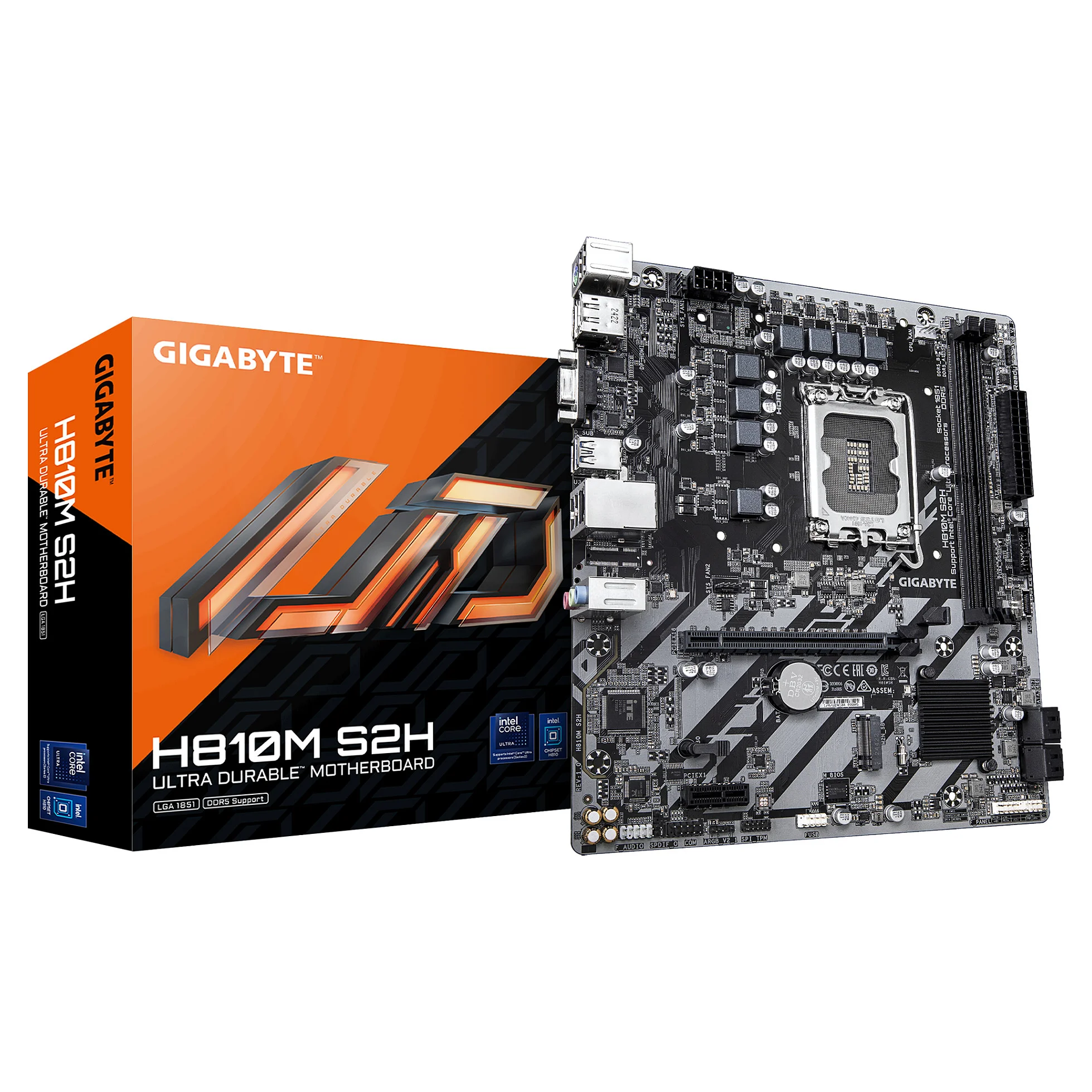 GIGABYTE H810M S2H Mainboard   Intel Core Ultra  Serie 2  CPUs  4 1 2 Phasen VRM  bis zu 6400 MHz DDR5  1xPCIe 4 0 M 2  1GbE LAN  USB 3 2 Gen 1 PC-Komponenten