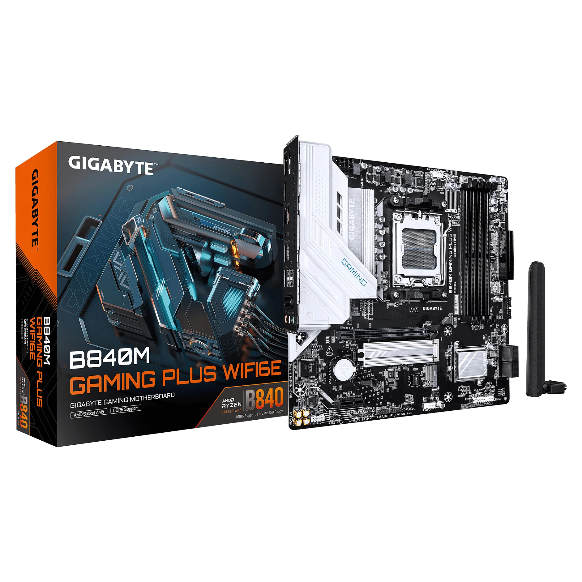 GIGABYTE B840M GAMING PLUS WIFI6E Mainboard   AMD Ryzen 9000 CPUs  8 2 2 Phasen VRM  bis zu 8200 MHz DDR5  O C    2  PCIe 4 0 M 2  Wi Fi 6E  1 GbE LAN  USB 3 2 Gen 2 PC-Komponenten