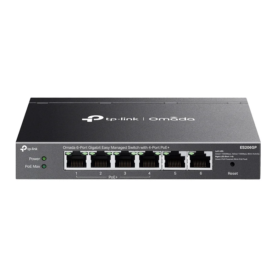 TP Link Omada ES206GP Netzwerk Switch Managed Gigabit Ethernet  10 100 1000  Power over Ethernet  PoE  Schwarz Switches