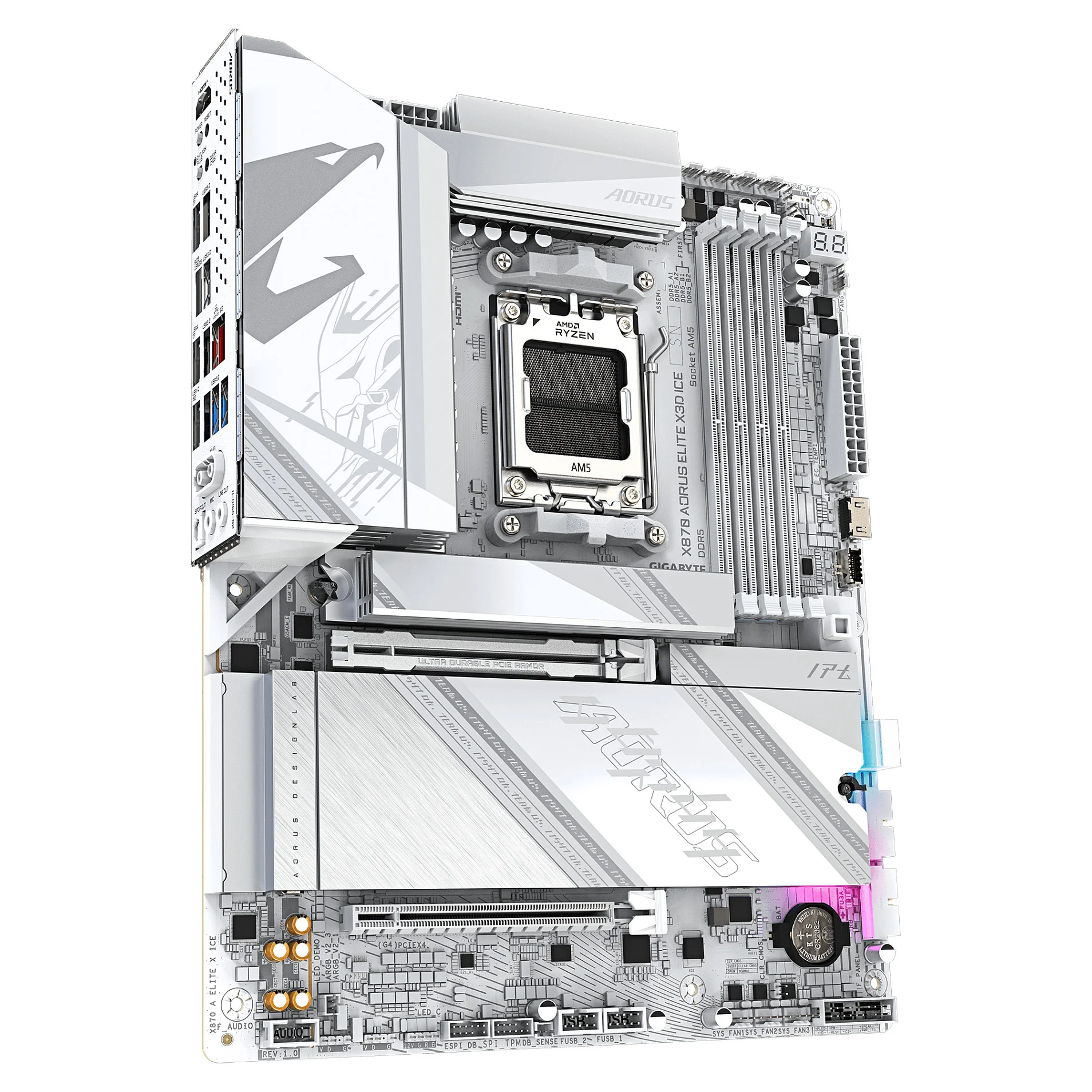 GIGABYTE X870 AORUS ELITE X3D ICE Mainboard   Unterstuetzt AMD Ryzen 9000 Prozessoren  16 2 2 Phasen Digital VRM  bis zu 9000Hz DDR5  OC   2xPCIe 5 0   2xPCIe 4 0  Wi Fi 7  2 5GbE LAN  USB 4 PC-Komponenten