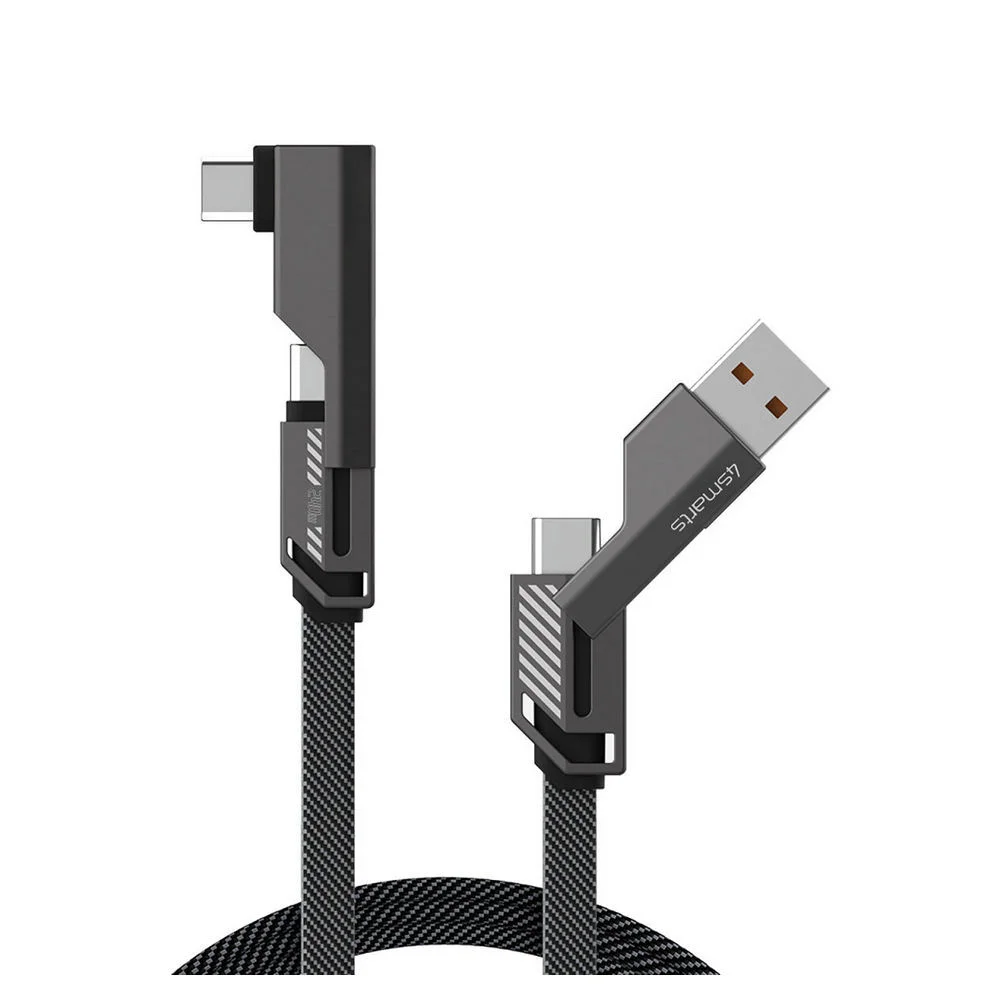 4SMARTS USB C Kabel ComboCord Flat Right Angle 240W  1 5m  graphit PC-Zubehoer
