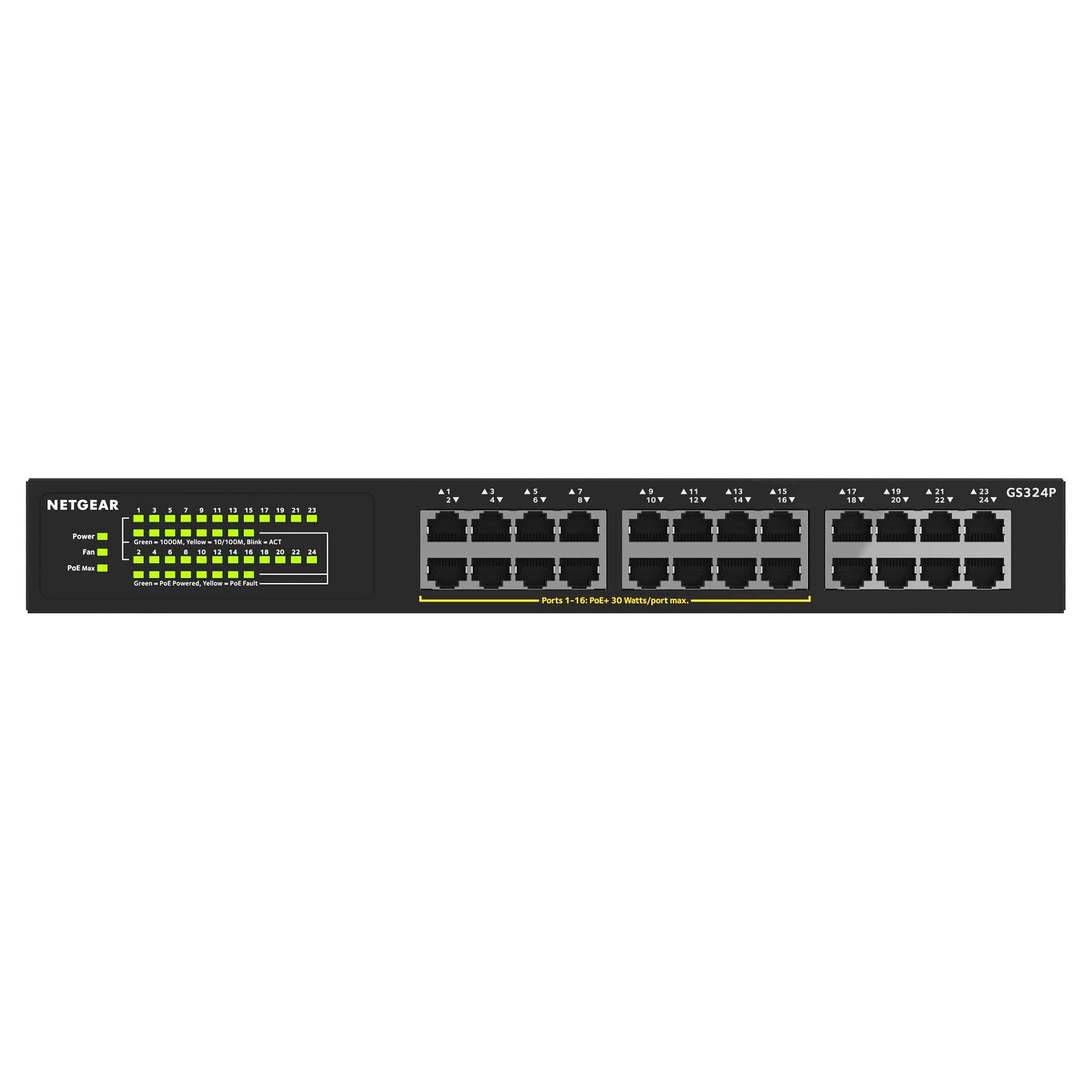 NETGEAR GS324P Unmanaged Gigabit Ethernet  10 100 1000  Power over Ethernet  PoE  1U Schwarz Switches