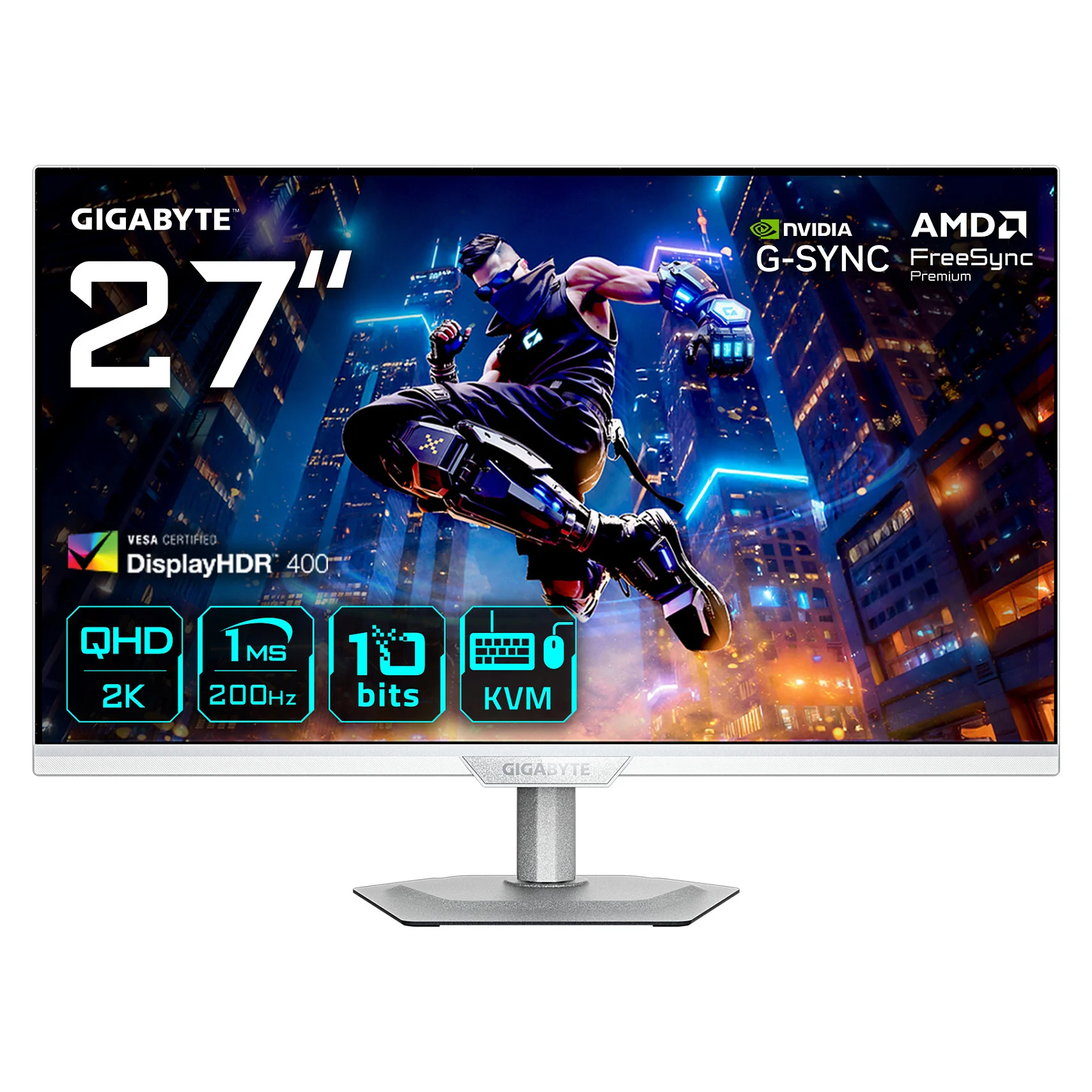 GIGABYTE M27Q2 QD ICE 27  QHD Gaming Monitor   2560 x 1440  200Hz  1ms  350 cd m   FreeSync Premium  Display HDR400  HDMI 2 0  DisplayPort 1 4 Monitore