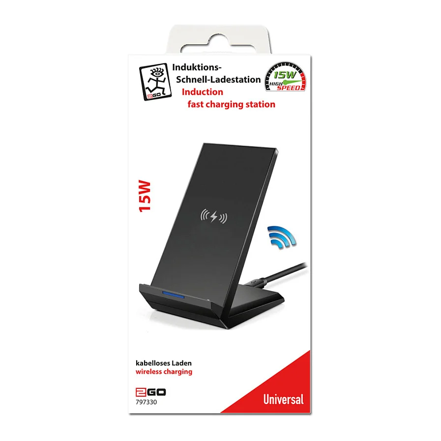 2GO Induktive Schnell Ladestation FastCharging 15W schwarz Notebook & Tablet Zubehoer