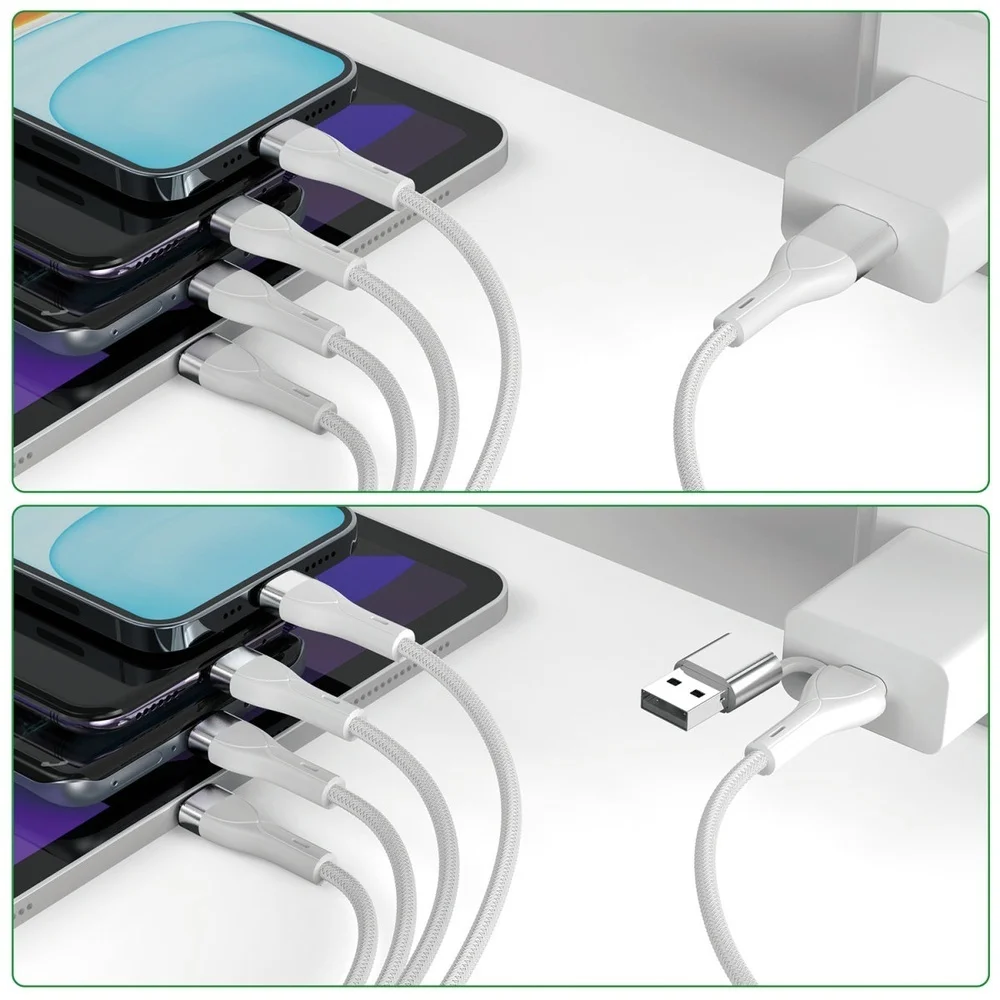 4SMARTS 4in1 USB C A Multi Charging 1 2m  weiss Akkus Powerbanks & Kabel