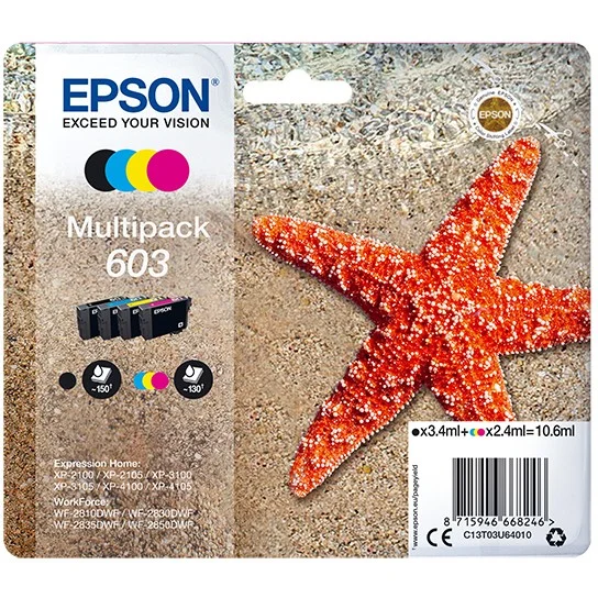 Epson Tinte 603 C13T03U64010 4er Multipack  BKMCY  bis zu 130 Seiten Drucker & Scanner
