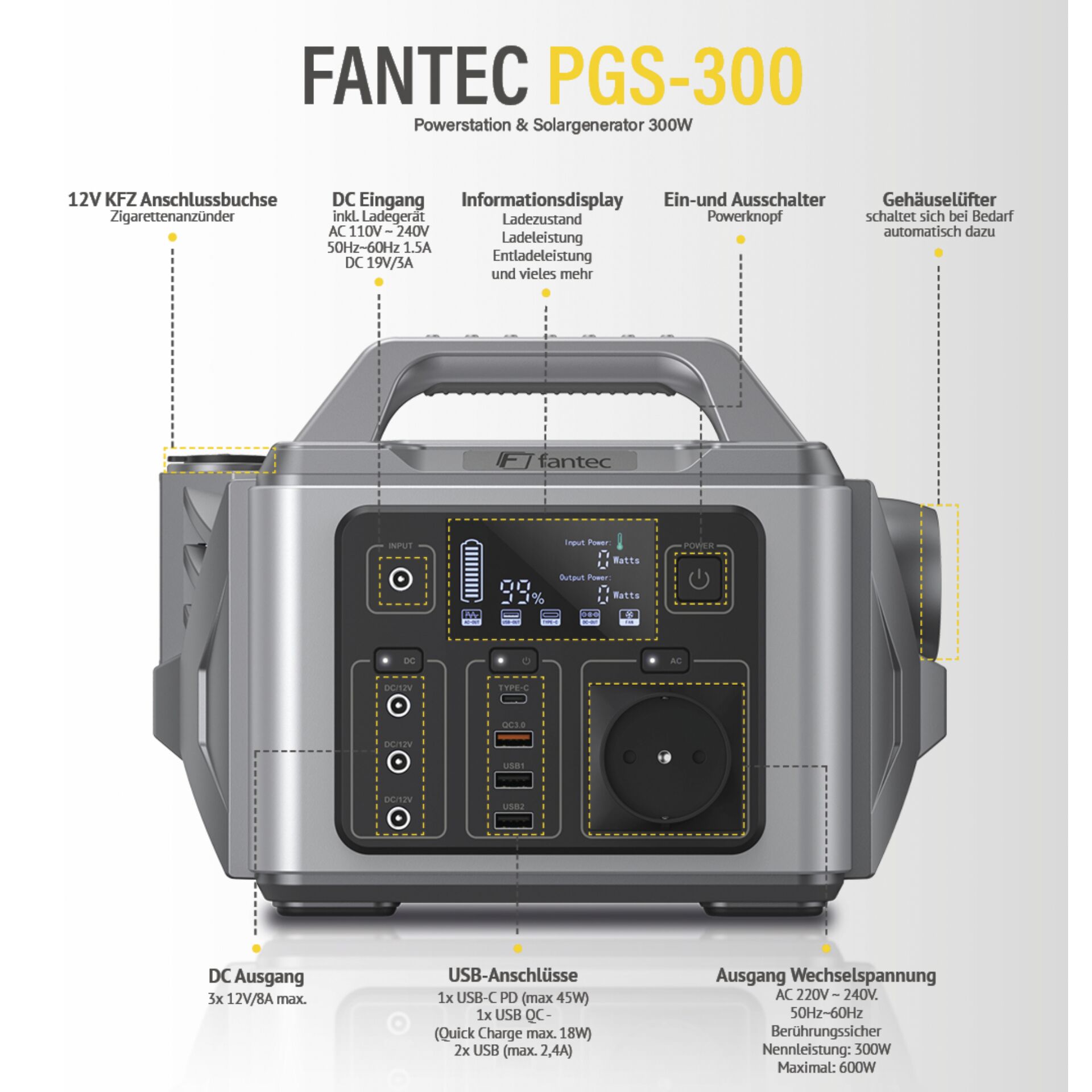 FANTEC PGS 300 Powerstation   Solargenerator Solar & Energie
