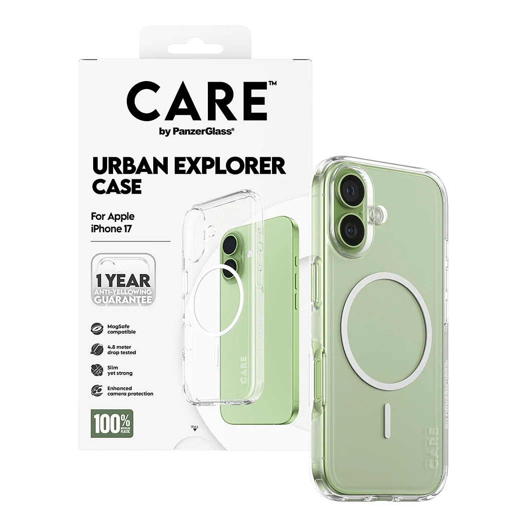 PanzerGlass CARE  by   Urban Explorer Case Transparent m  Weiss MagSafe iPhone 17 Notebook & Tablet Zubehoer