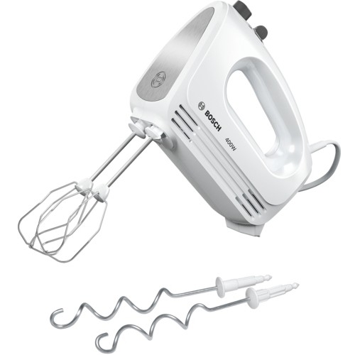 Bosch MFQ24200 Mixer Handmixer 400 W Gebuersteter Stahl  Weiss Kuechenkleingeraete