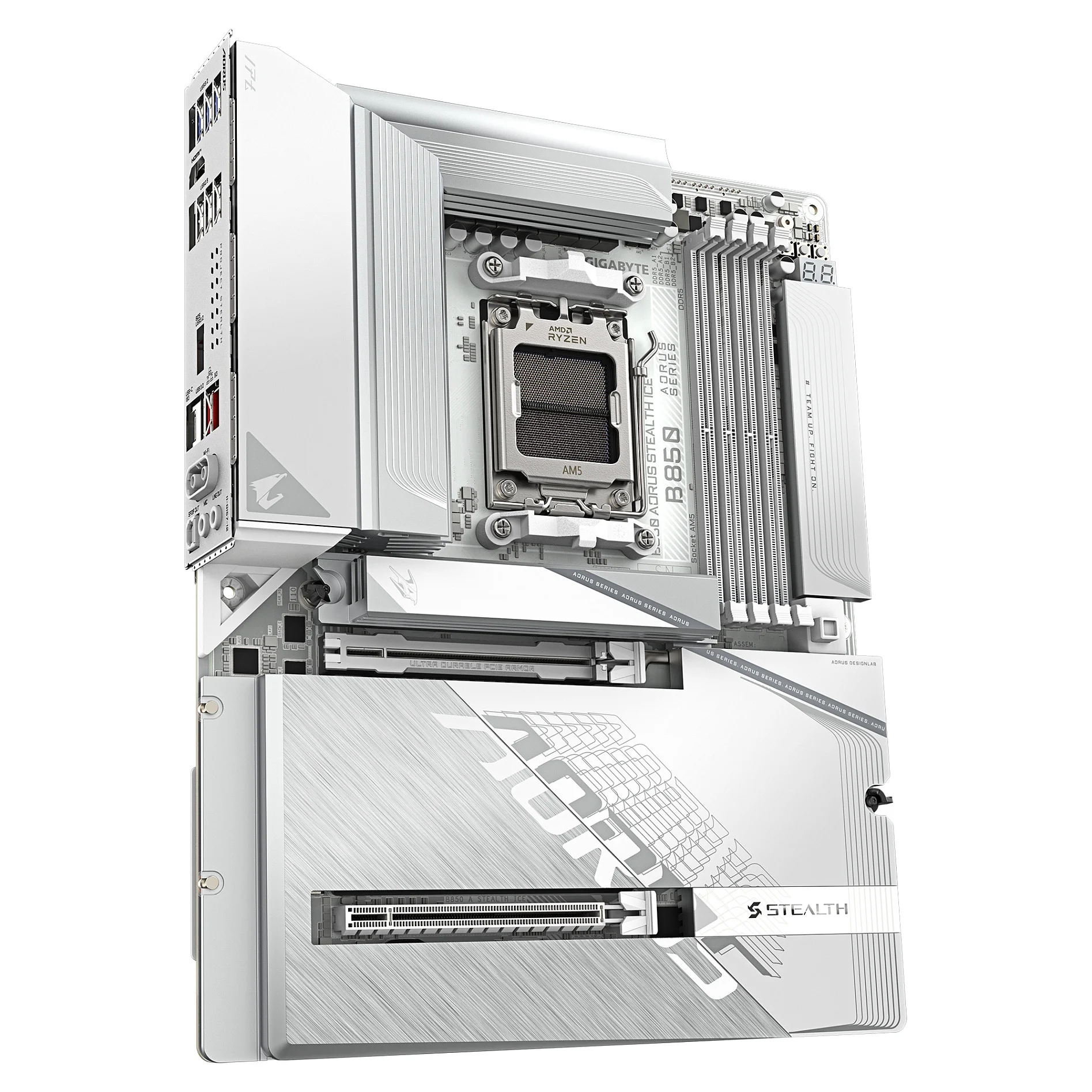 GIGABYTE B850 AORUS STEALTH ICE Mainboard   Unterstuetzt AMD Ryzen 9000 Serie CPUs  digitales 14 2 2 Phasen VRM  bis zu 8200 MHz DDR5  OC   2 x PCIe 5 0   2 x PCIe 4 0 M 2  Wi Fi 7  5 GbE LAN  USB 3 2 Gen 2 PC-Komponenten