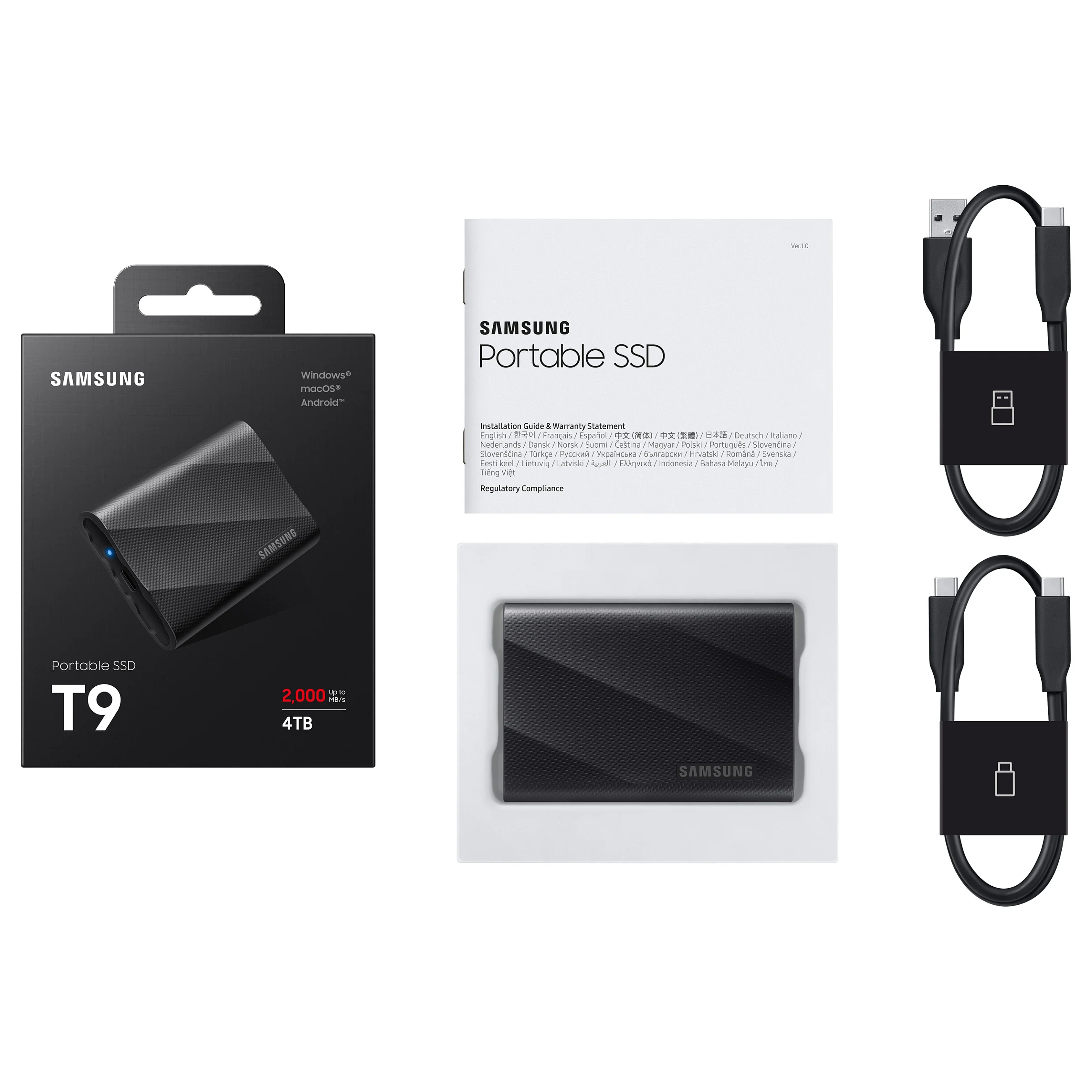 Samsung 4tb  portable t9 usb 3 2 gen2 black retail Speichermedien