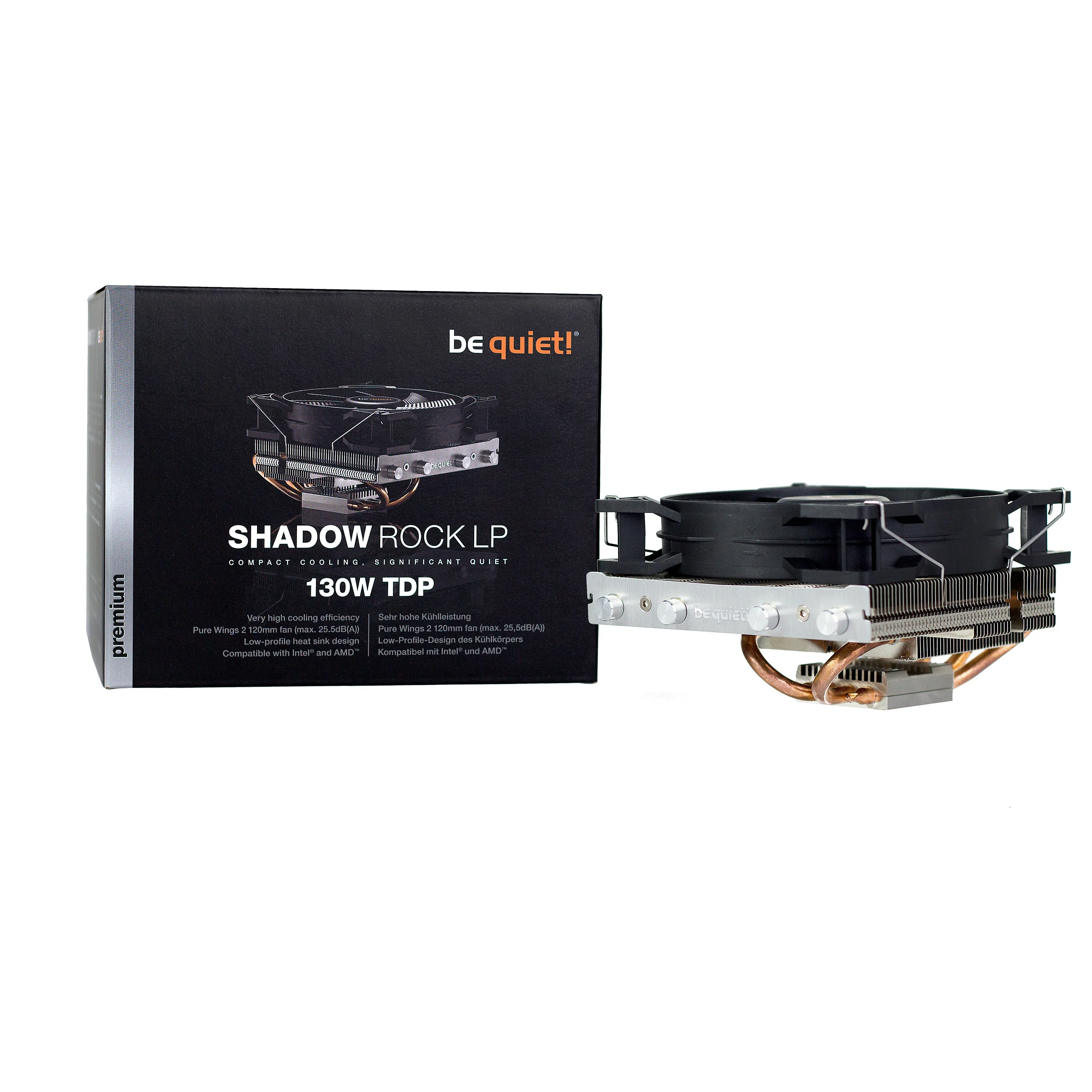 be quiet  Shadow Rock LP Prozessor Kuehler 12 cm Schwarz  Kupfer  Silber PC-Komponenten