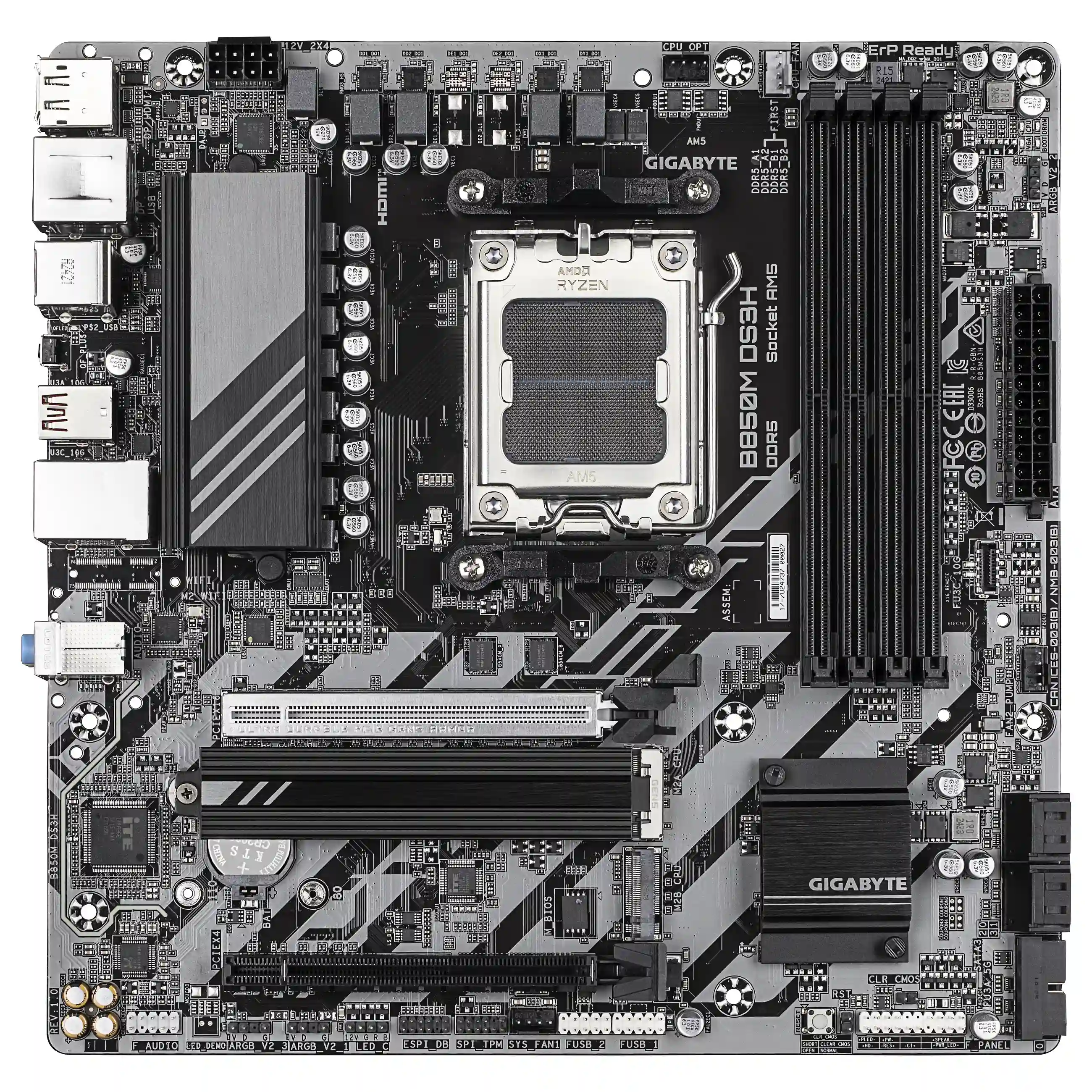 GIGABYTE B850M DS3H Motherboard   AMD Ryzen 9000 Series CPUs  16 2 2 Phasen Digital VRM  bis zu 8200MHz DDR5  OC   1xPCIe 5 0   1xPCIe 4 0 M 2  2 5 LAN  USB 3 2 Gen 2 PC-Zubehoer
