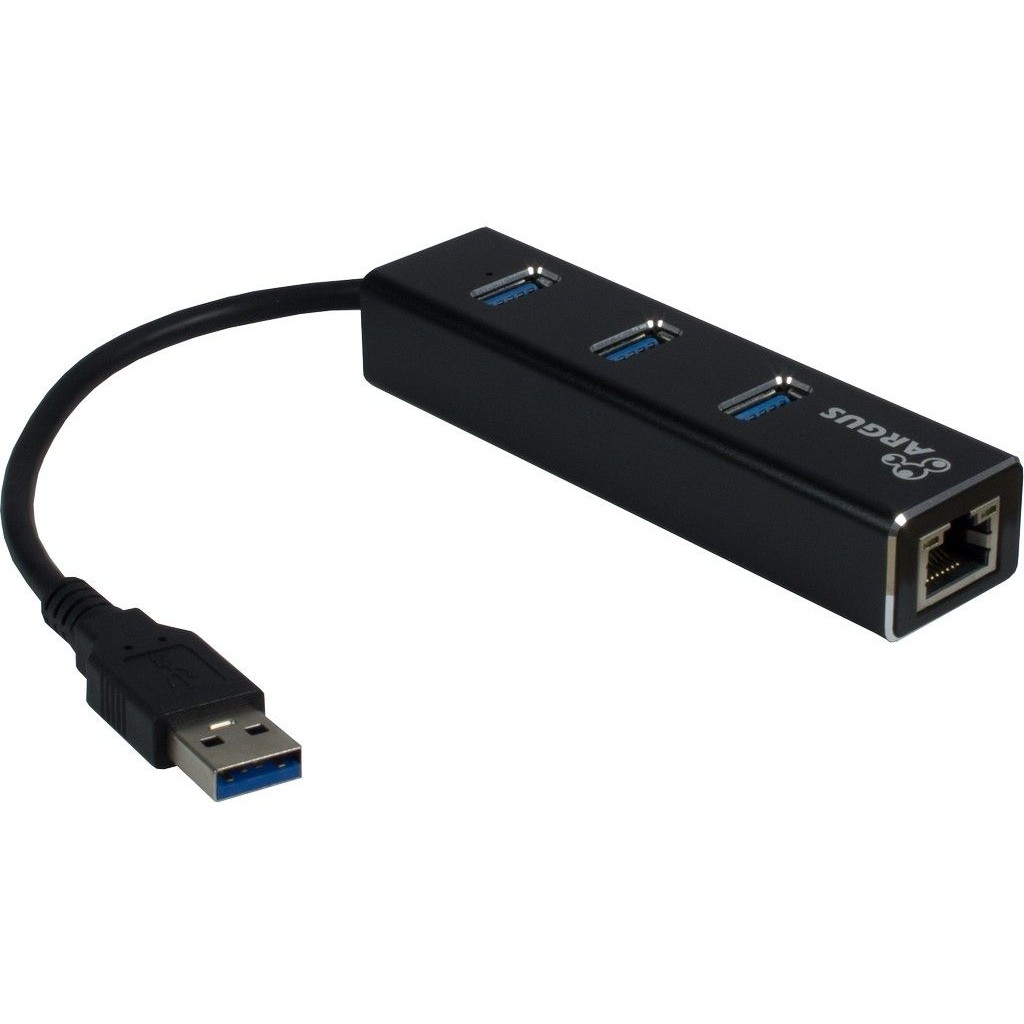 Inter Tech USB3 0 HUB 3Port Argus IT 310 1x RJ45 Gigabit Lan passiv Black PC-Zubehoer