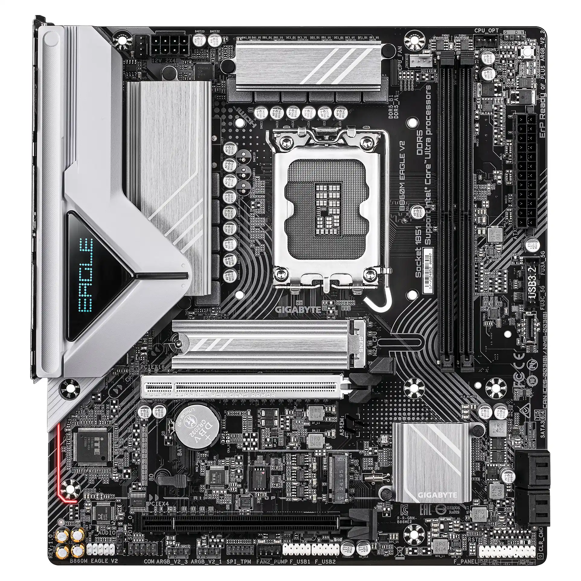 GIGABYTE B860M EAGLE V2 Mainboard   Intel Core Ultra Serie Prozessoren  6 1 2 Phasen VRM  bis zu 9066 MHz DDR5  1x PCIe 5 0   1x PCIe 4 0 M 2  2 5 GbE LAN  USB 3 2 Gen 1 PC-Komponenten