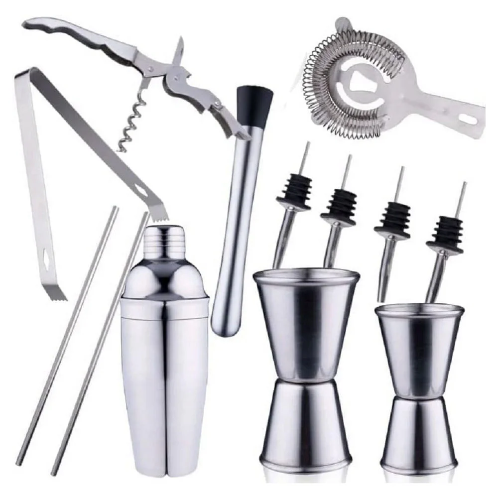 ALPINA Cocktail Set Edelstahl  14 tlg  Besteck & Aufbewahrung