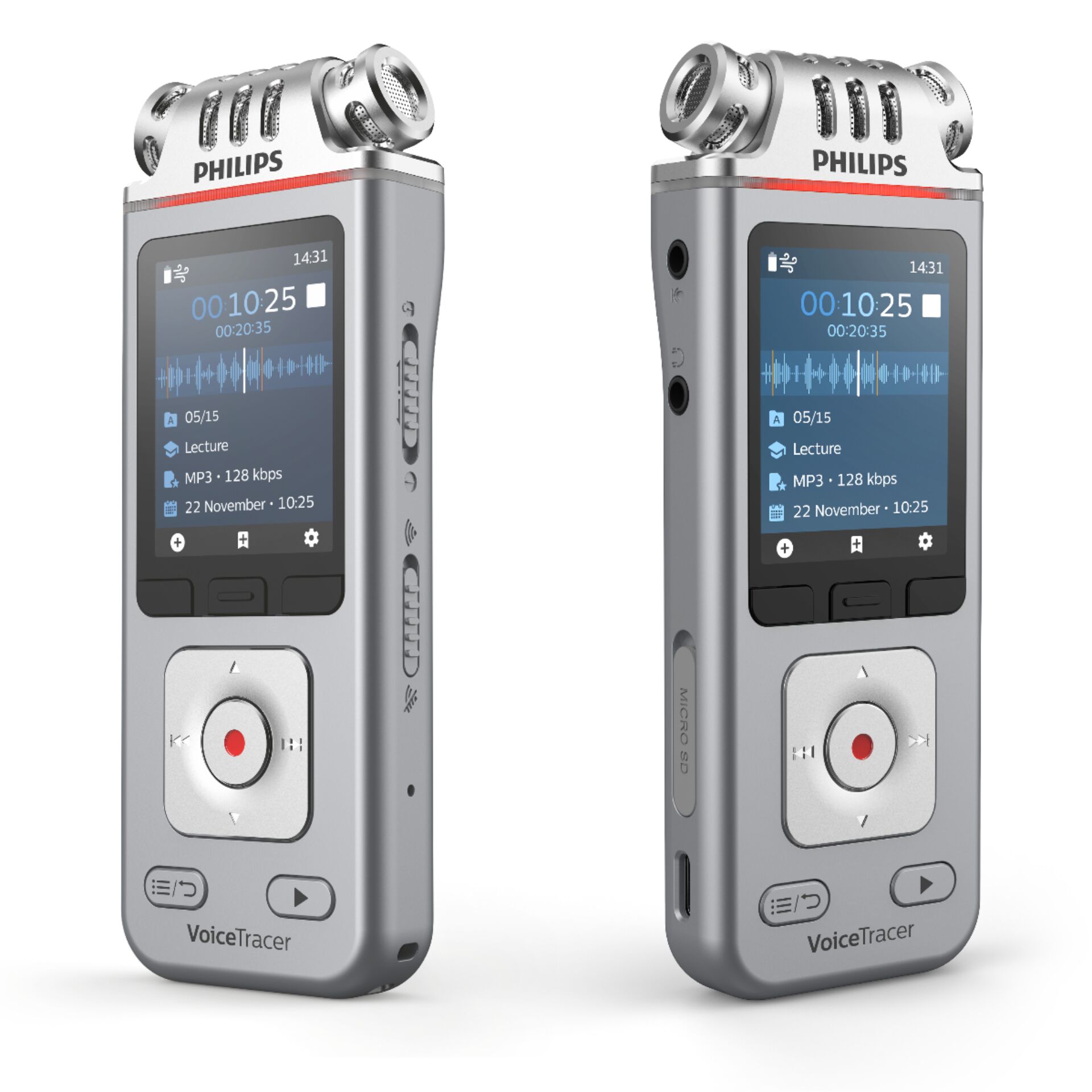 Philips DVT4115 Digital Voice Tracer Flash card Chrom  Silber Video & Audio