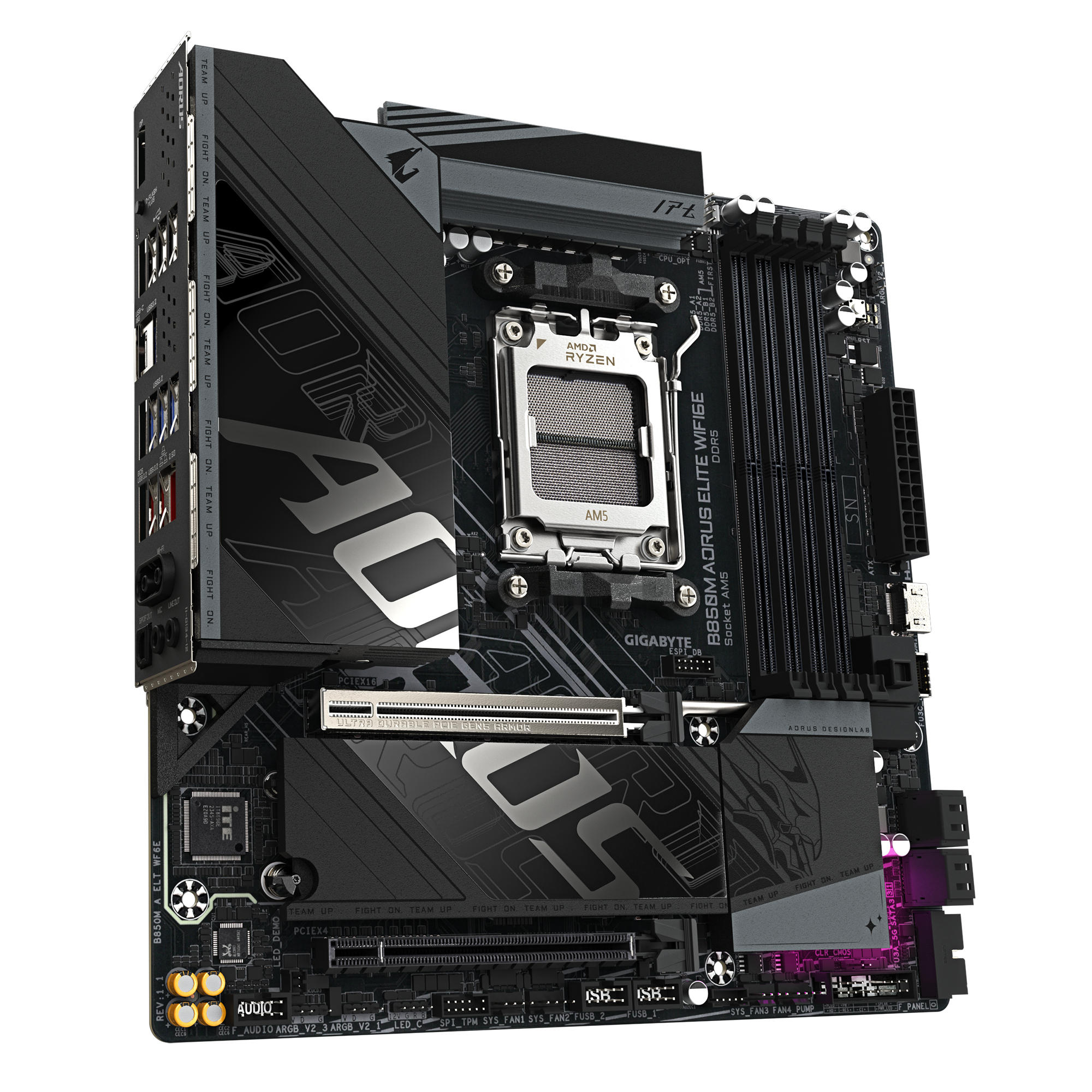 GIGABYTE B850M AORUS ELITE WIFI6E Mainboard   AMD Ryzen 9000 Serie Prozessoren  digitales 12 2 2 Phasen VRM  bis zu 8200 MHz DDR5  O C    1x PCIe 5 0   1x PCIe 4 0 M 2  Wi Fi 6E  2 5 GbE LAN  USB 3 2 Gen 2 PC-Zubehoer