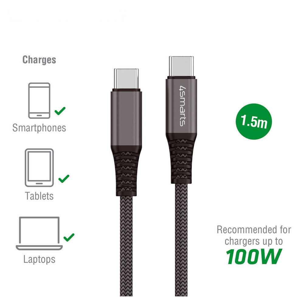 4SMARTS USB C auf USB C Kabel PremiumCord  1 5m  schwarz Multimedia & Technik