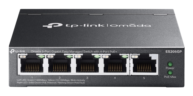 TP Link Omada ES205GP Netzwerk Switch Managed Gigabit Ethernet  10 100 1000  Power over Ethernet  PoE  Schwarz Switches