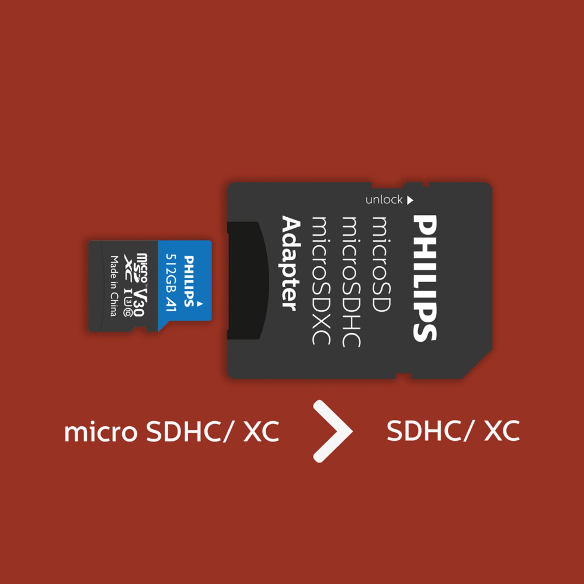 Philips FM51MP65B 00 Speicherkarte 512 GB MicroSDHC UHS I Klasse 10 Speichermedien