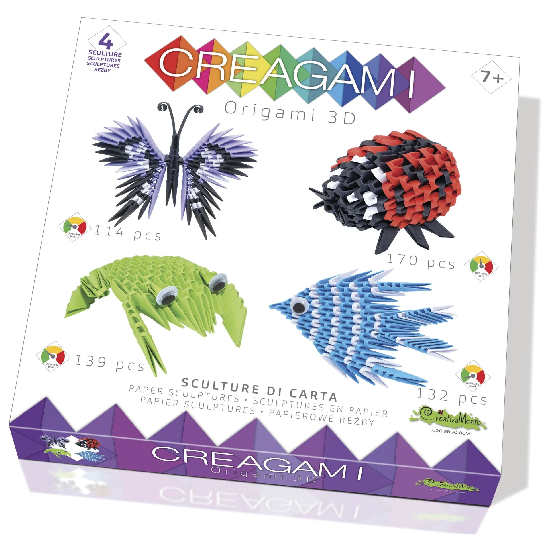 Creagami Origami 3D 4er Set Tiere 555 Teile Brett & Kartenspiele