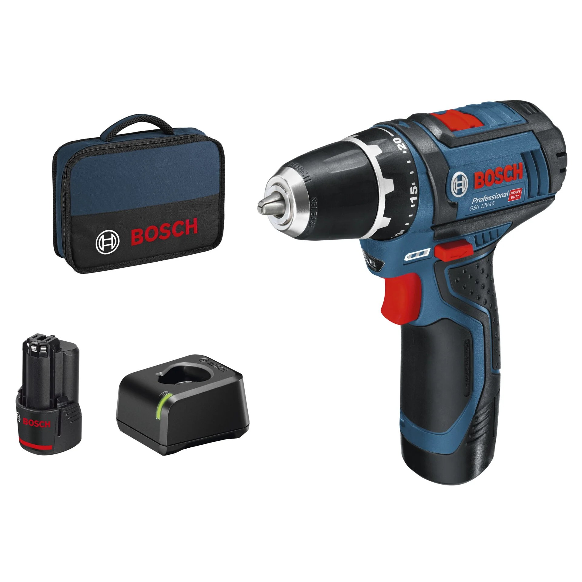 Bosch GSR 12V 15 Vorteils Set Akku Bohrschrauber Werkzeug