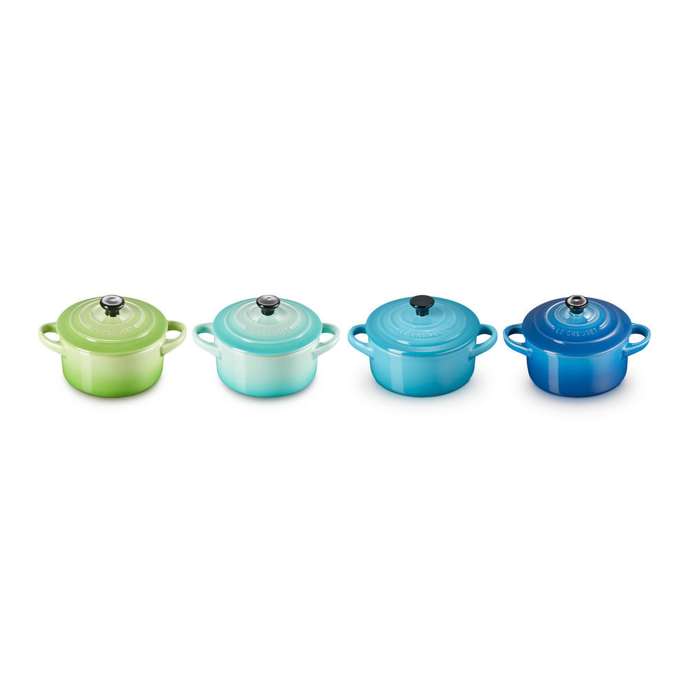 Le Creuset 4x1 Mini Braeterset m Deckel 10x5cm  Meeresbrise Kuechenkleingeraete