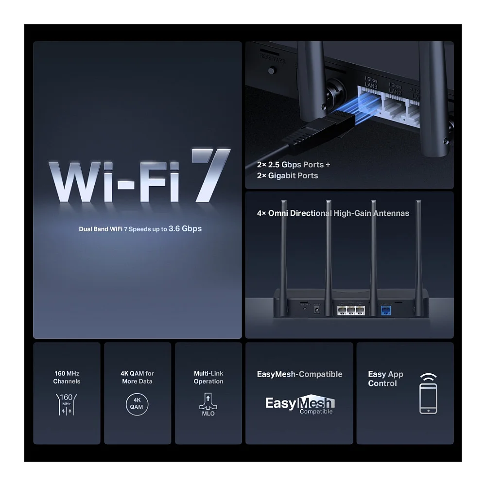 TP Link Mercusys MR27BE BE3600 Dual Band Wi Fi 7 Router