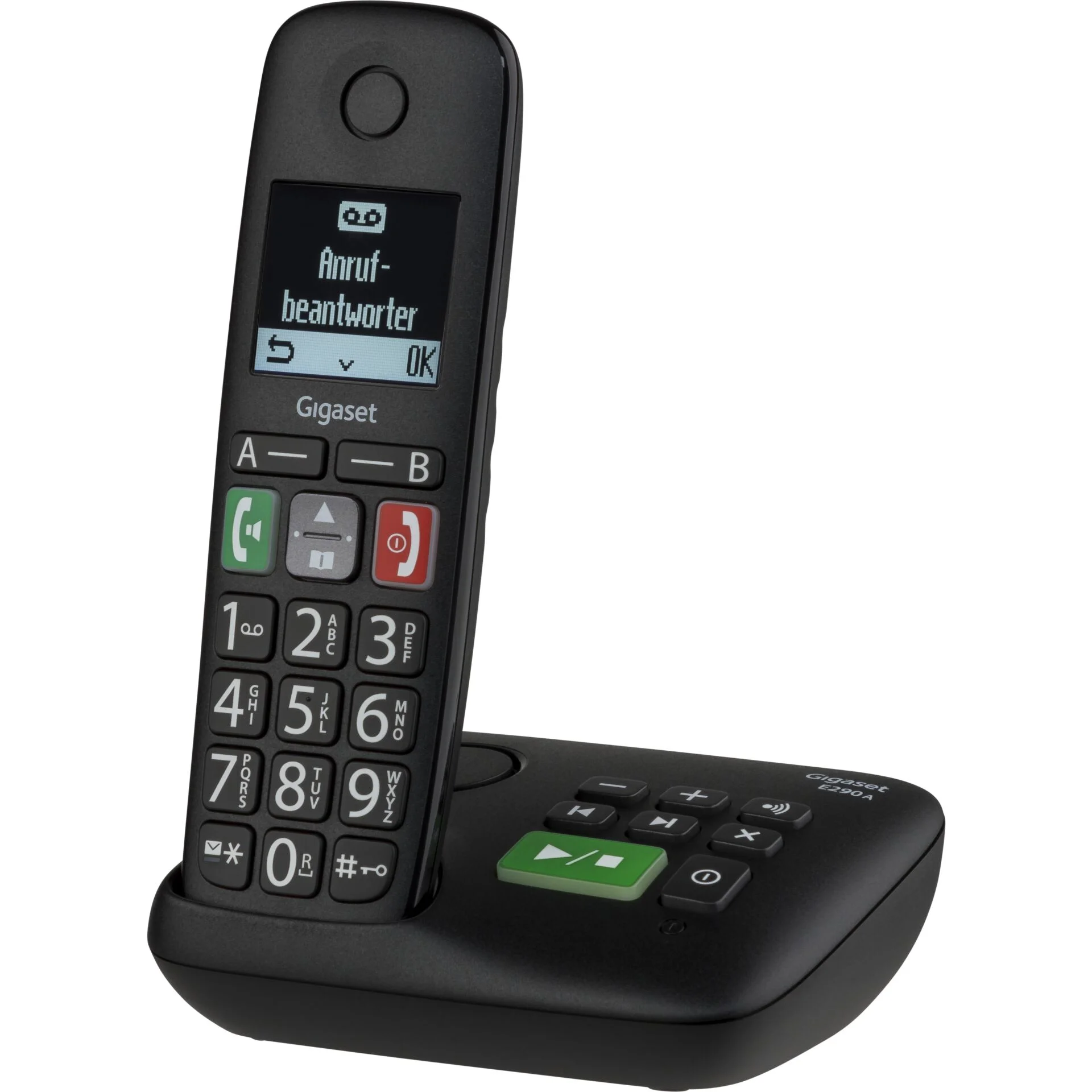 Gigaset E290A Schnurloses Telefon mit Anrufbeantworter Schwarz
