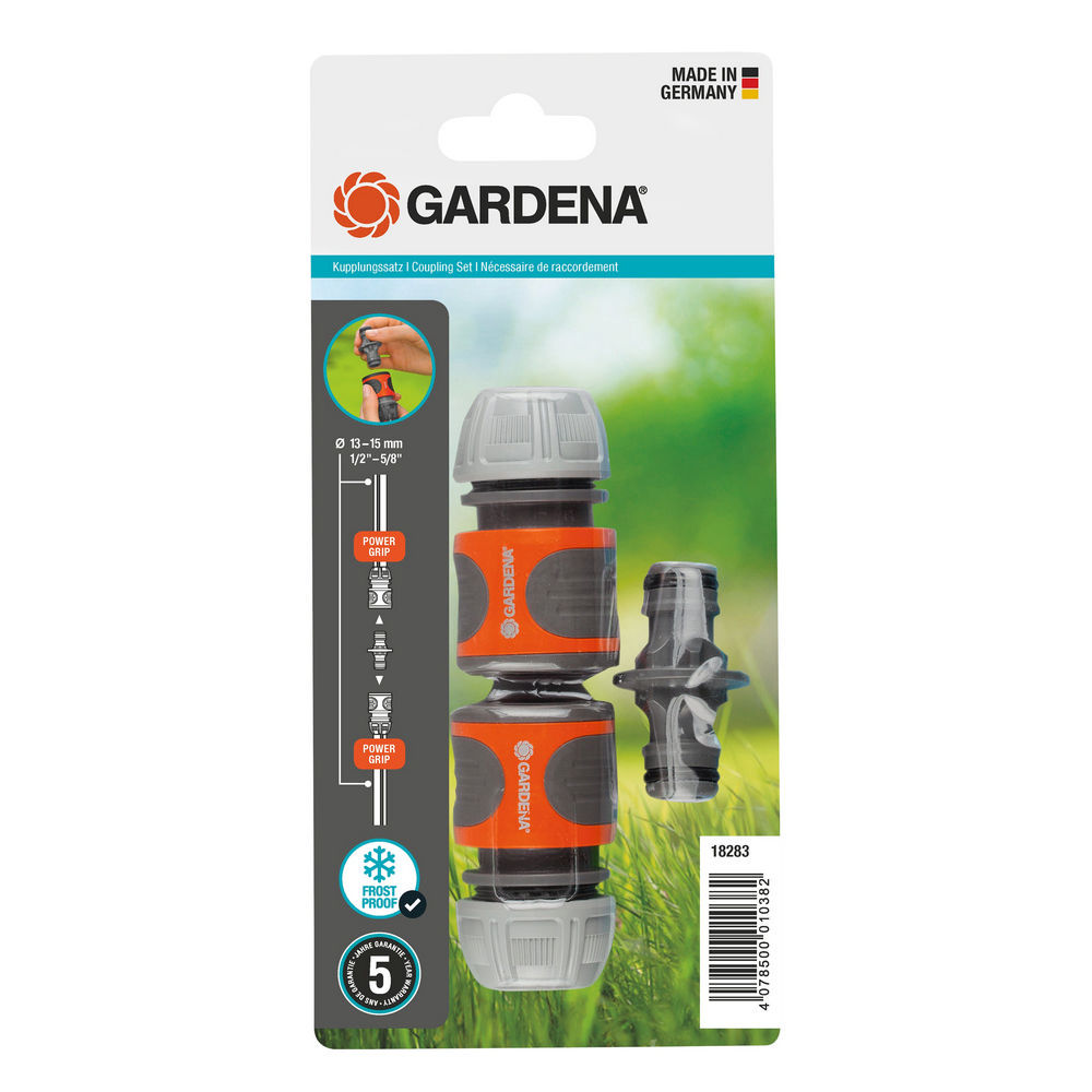 GARDENA Kupplungs Satz 13 mm  1 2 Zoll 15 mm  5 8 Zoll  Gartenbewaesserung