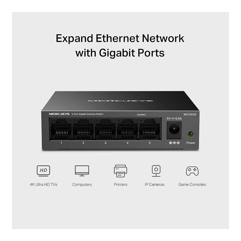TP Link Mercusys MS105GS 5 Port Gigabit Desktop Switch Switches
