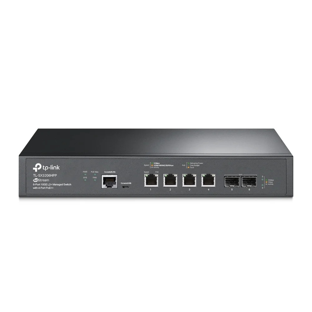 TP Link Omada SX3206HPP Netzwerk Switch Managed L2  10G Ethernet  100 1000 10000  Power over Ethernet  PoE  Schwarz Switches