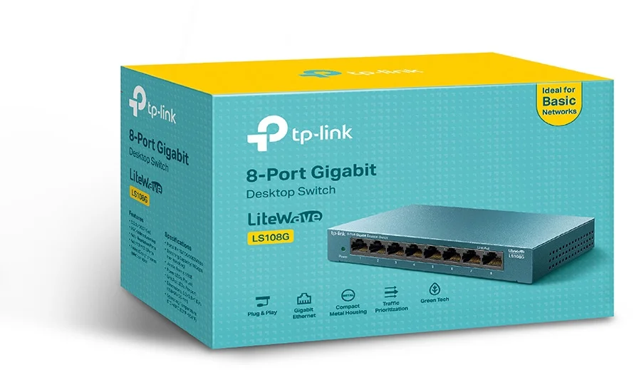 TP Link 8 Port Desktop Switch  10 100 1000Mbit s  Switches Netzwerk