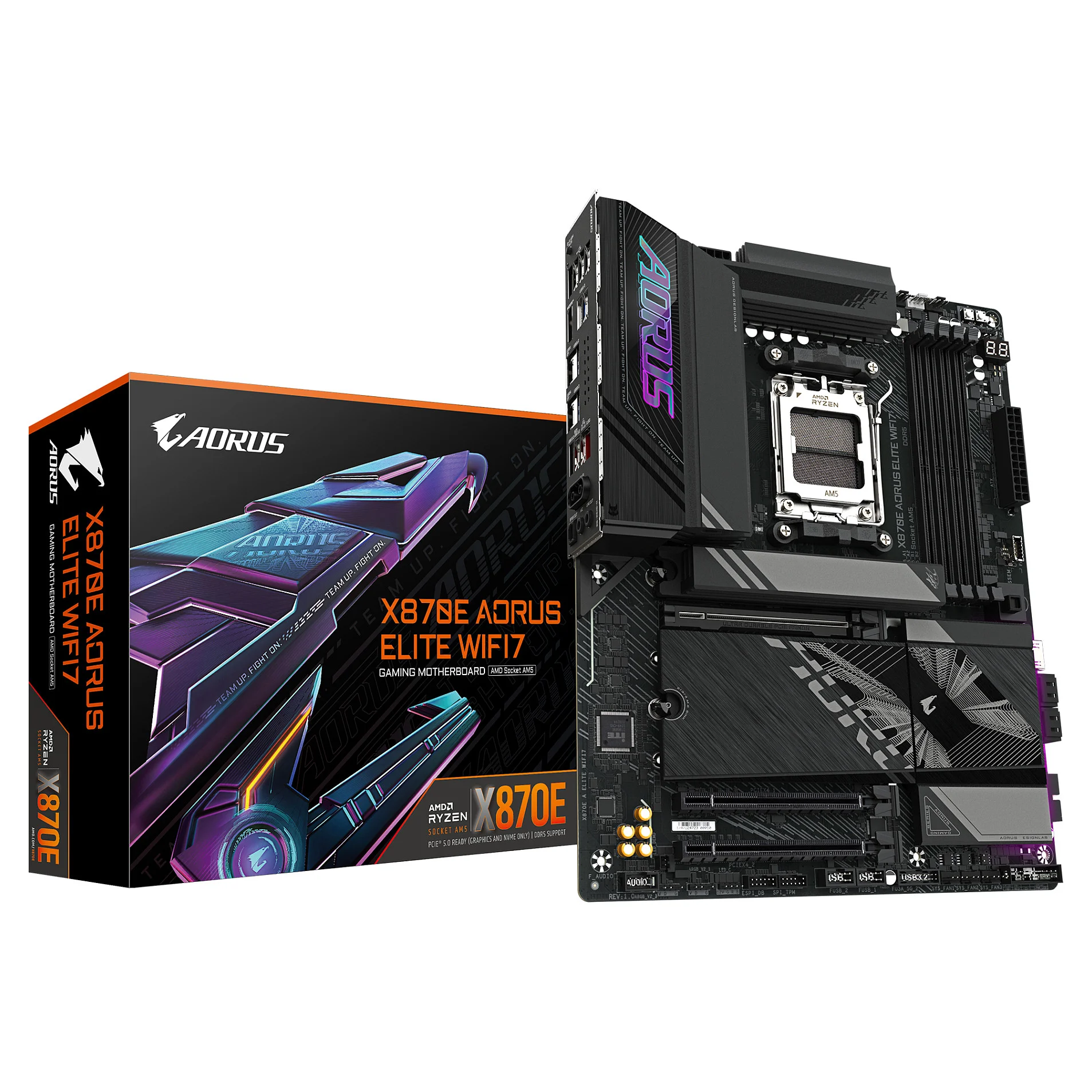 GIGABYTE X870E AORUS ELITE WIFI7 Mainboard   Unterstuetzt AMD Ryzen 9000 CPUs  16 2 2 Phasen digitales VRM  bis zu 8000Hz DDR5  OC   3xPCIe 5 0   1xPCIe 4 0  Wi Fi 7  2 5GbE LAN  USB 4 PC-Zubehoer