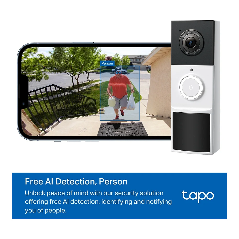 TP Link Tapo D210 Video Zugangssystem 3 MP Schwarz  Weiss Ueberwachungskameras