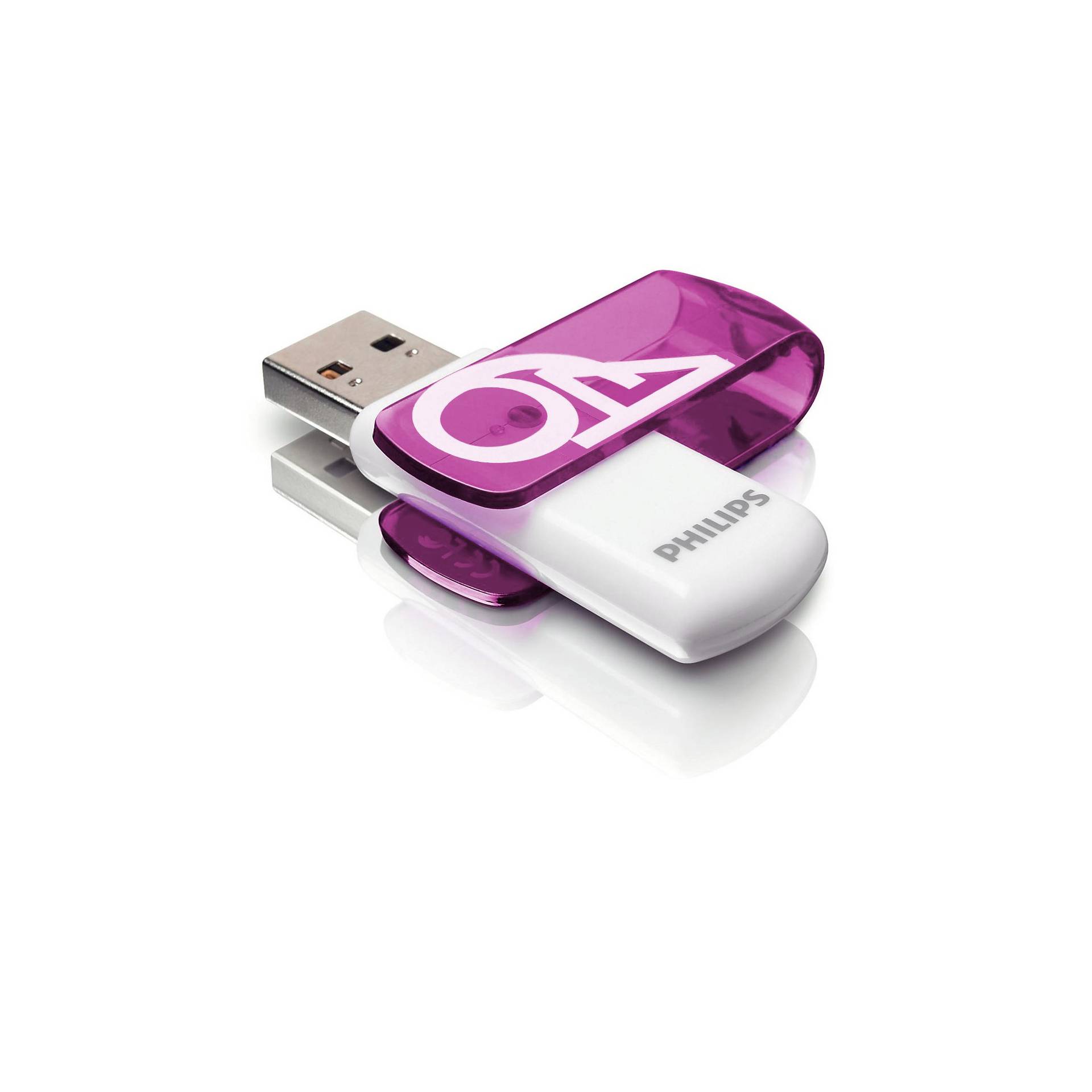 Philips FM64FD05B USB Stick 64 GB USB Typ A 2 0 Violett  Weiss Speichermedien