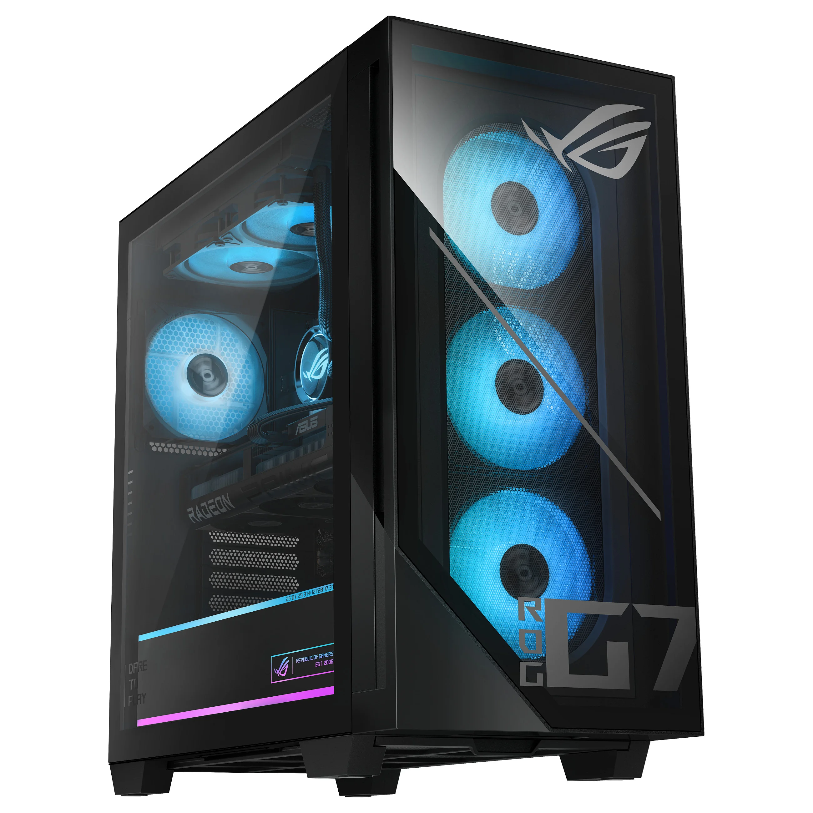ASUS ROG G700 GM700TZ R8700F092W AMD Ryzen  7 8700F 32 GB DDR5 SDRAM 2 TB SSD NVIDIA GeForce RTX 5070 Ti Windows 11 Home Tower PC Schwarz PC-Zubehoer