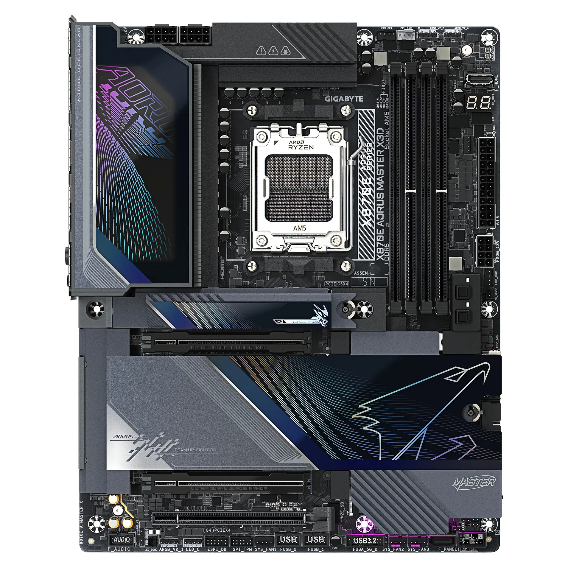 GIGABYTE X870E AORUS MASTER X3D Mainboard   Unterstuetzt AMD Ryzen 9000 CPUs  digitales 18 2 2 Phasen VRM  bis zu 9000MHz DDR5  O C    2xPCIe 5 0   3xPCIe 4 0  Wi Fi 7  10GbE LAN  USB 4 PC-Komponenten