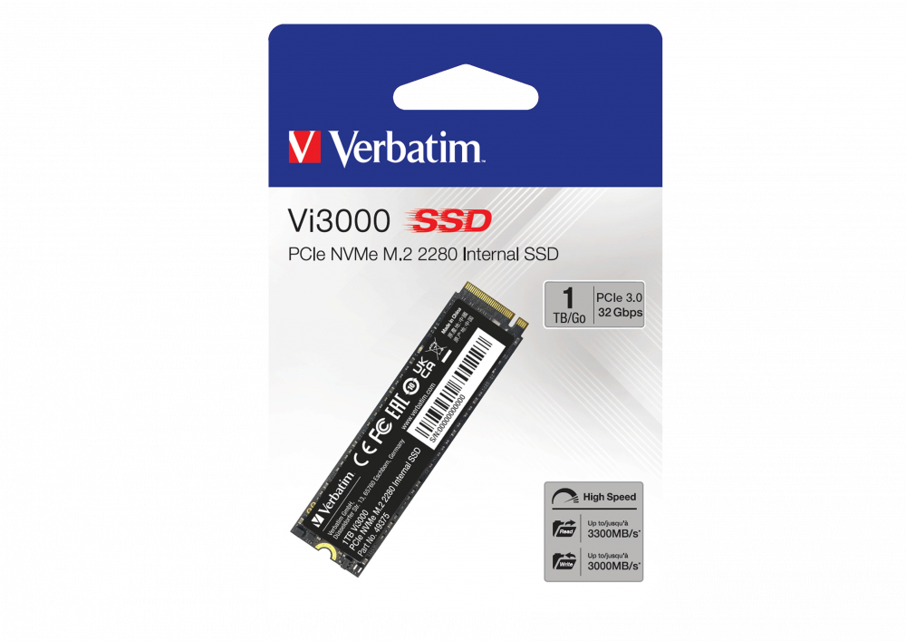Verbatim Vi3000 M 2 SSD 1TB PCIe NVMe 49375 Speichermedien