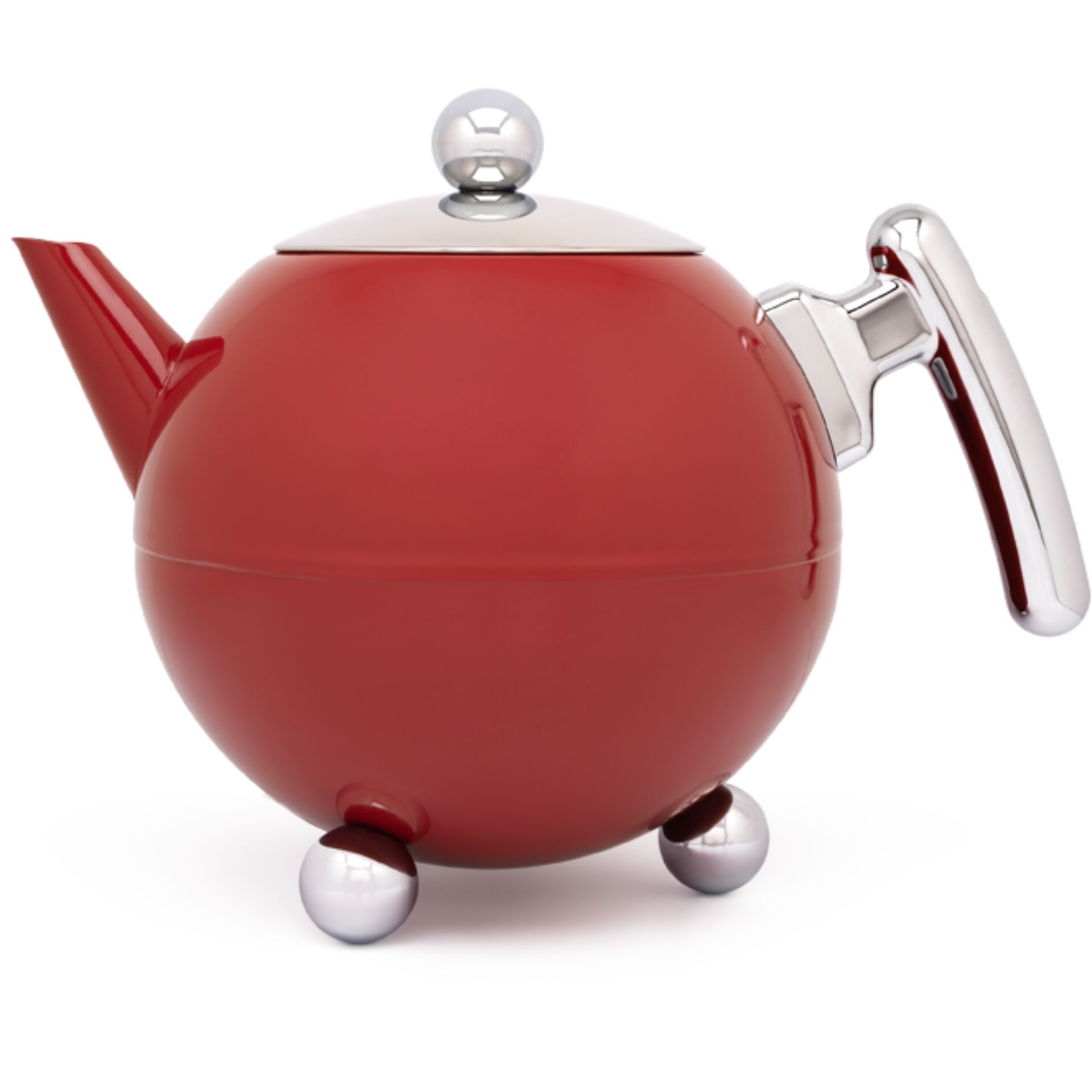 Bredemeijer Teekanne Bella Ronde 1 2l Carmine rot   chrom 100102 Tee- & Thermoskannen