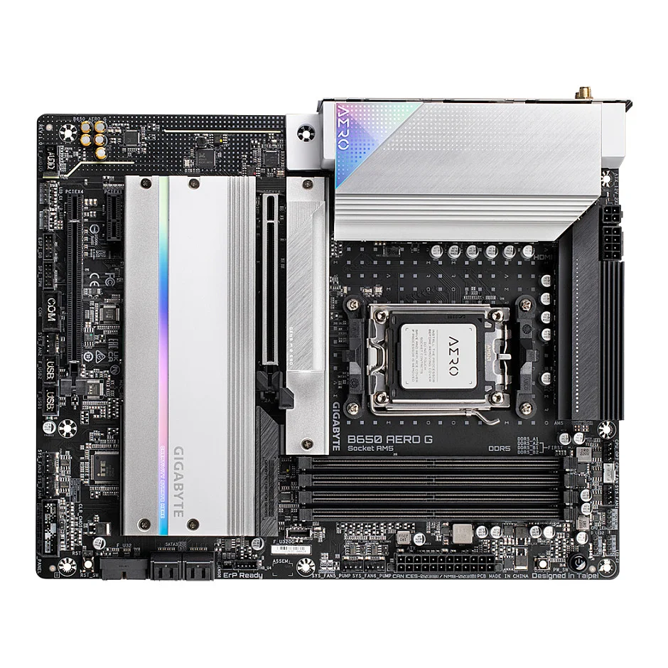 GIGABYTE B650 AERO G Mainboard   Unterstuetzt AMD Ryzen 9000er Serie CPUs  bis zu 8000 MHz DDR5  OC   1xPCIe 5 0   2xPCIe 4 0 M 2  2 5 GbE LAN  WIFI 6E  USB 3 2 Gen 2 PC-Komponenten