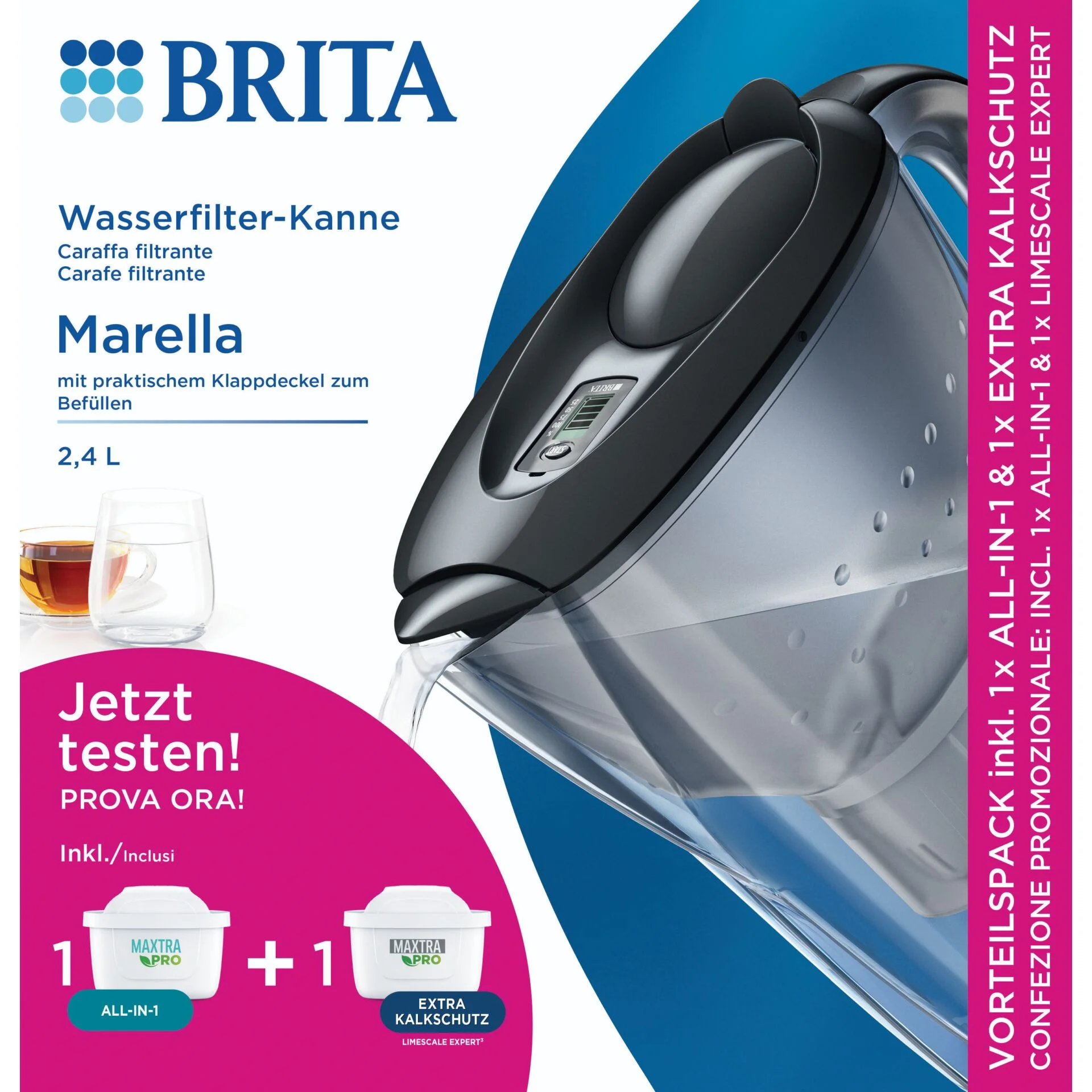 Brita Marella graphit inkl  inkl  1x ALL in 1  1x Extra Kalk Wasseraufbereitung