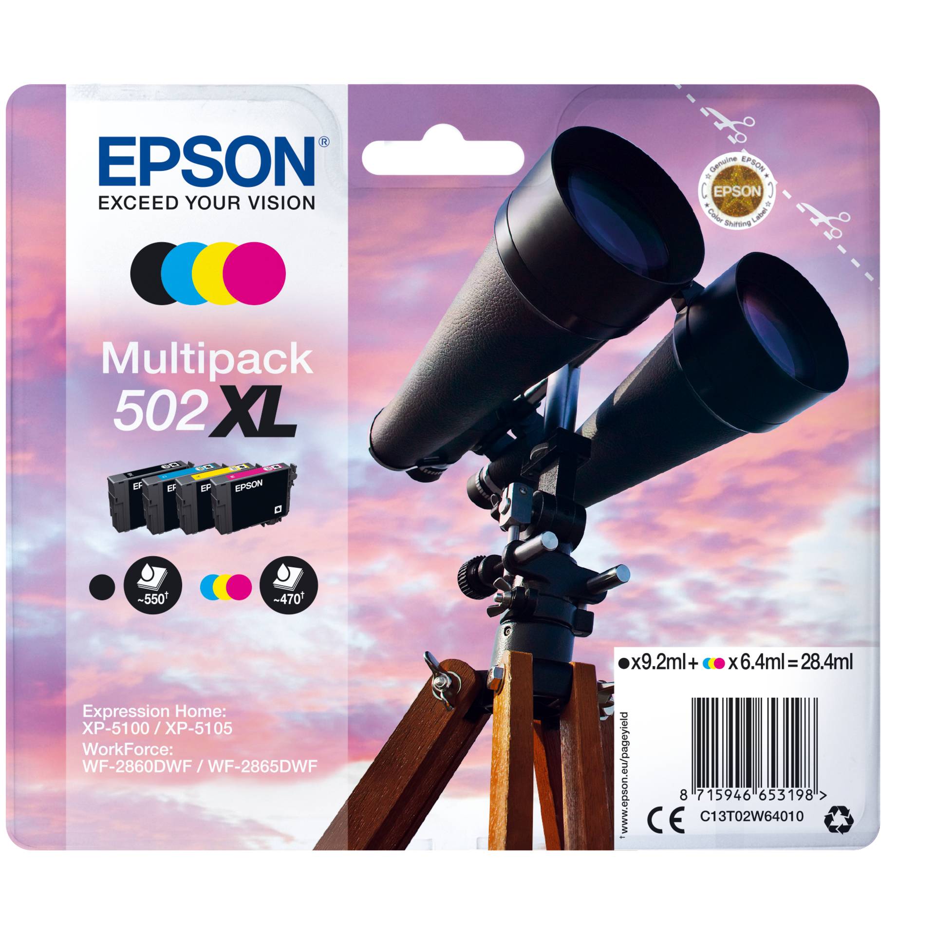 Epson Tinte 502 C13T02W64010 4er Multipack  BKMCY  bis zu 470 Seiten Drucker & Scanner