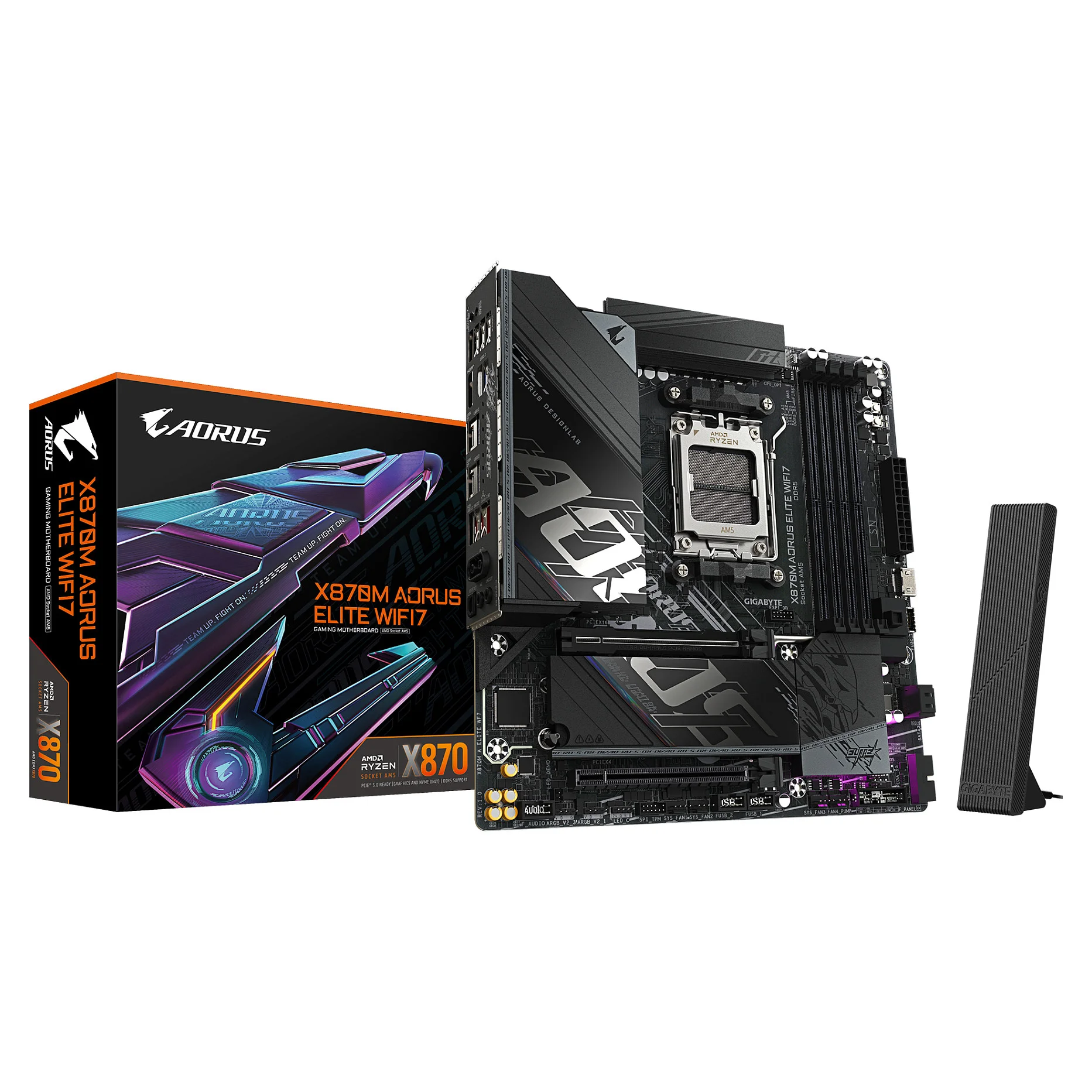 GIGABYTE X870M AORUS ELITE WIFI7 Mainboard   Unterstuetzt AMD Ryzen 9000 CPUs  digitale 14 2 2 Phasen VRM  bis zu 8200 MHz DDR5  OC   1 x PCIe 5 0   1 x PCIe 4 0  Wi Fi 7  2 5 GbE LAN  USB 4 PC-Komponenten