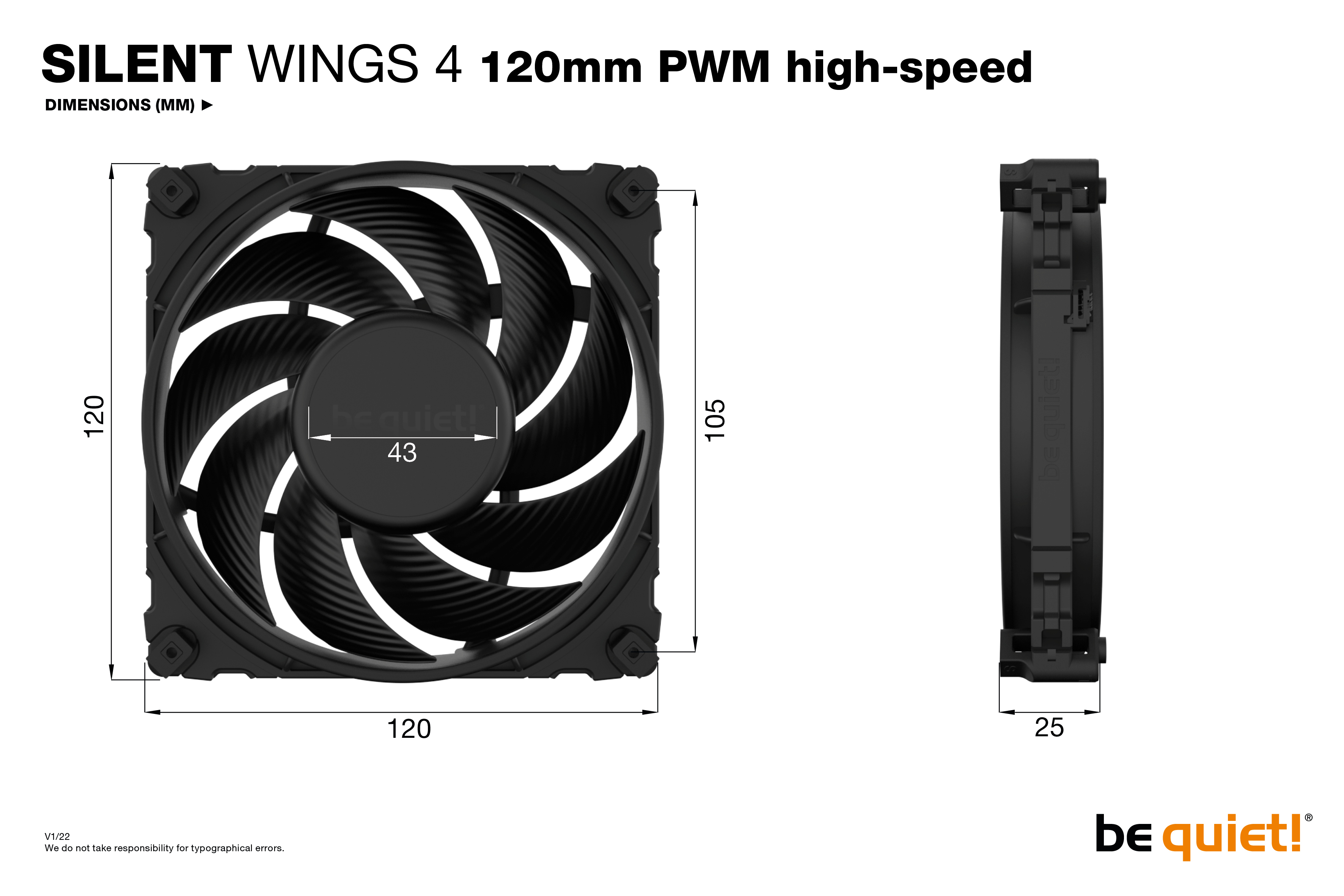 be quiet  SILENT WINGS 4   120mm PWM high speed Computergehaeuse Ventilator 12 cm Schwarz 1 Stueck e  PC-Komponenten