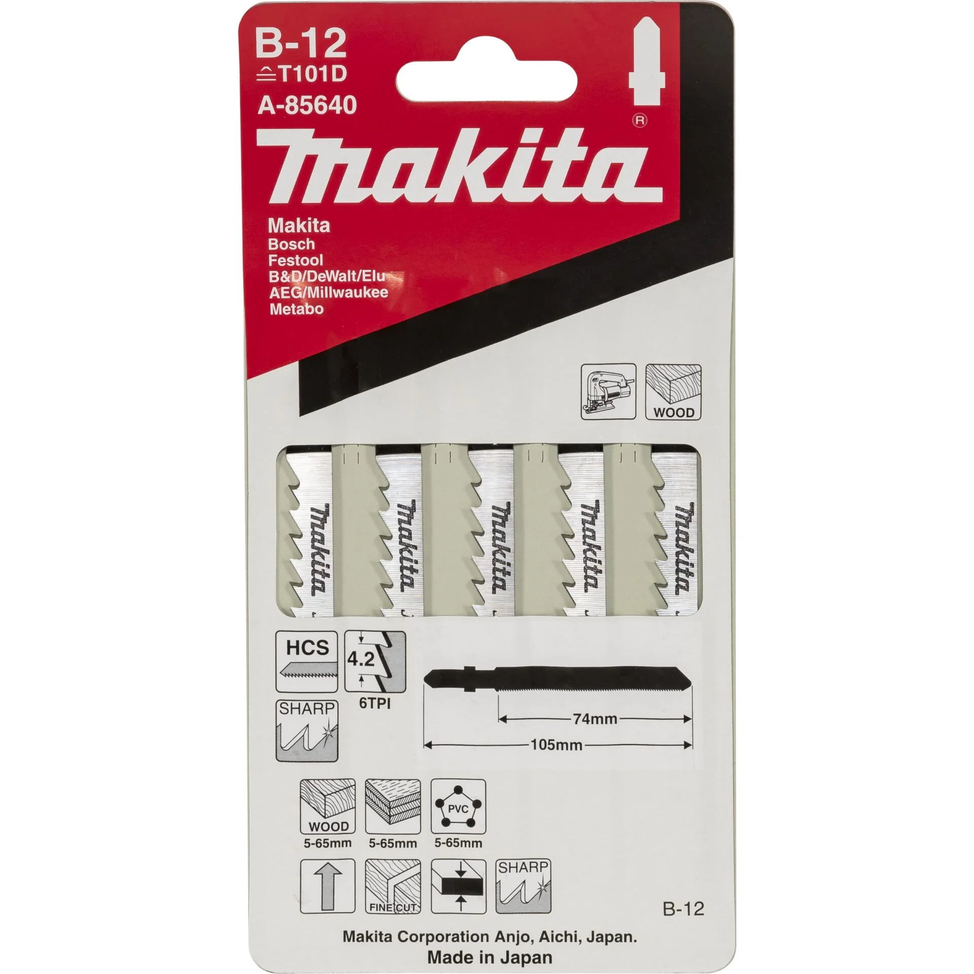 Makita A 85640 Stichsaegeblatt B 12 Saegen