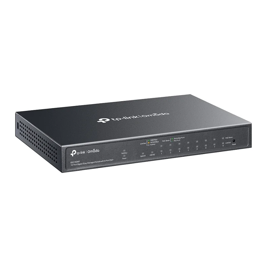 TP Link Omada ES210GMP Netzwerk Switch Managed Gigabit Ethernet  10 100 1000  Power over Ethernet  PoE  Schwarz Switches