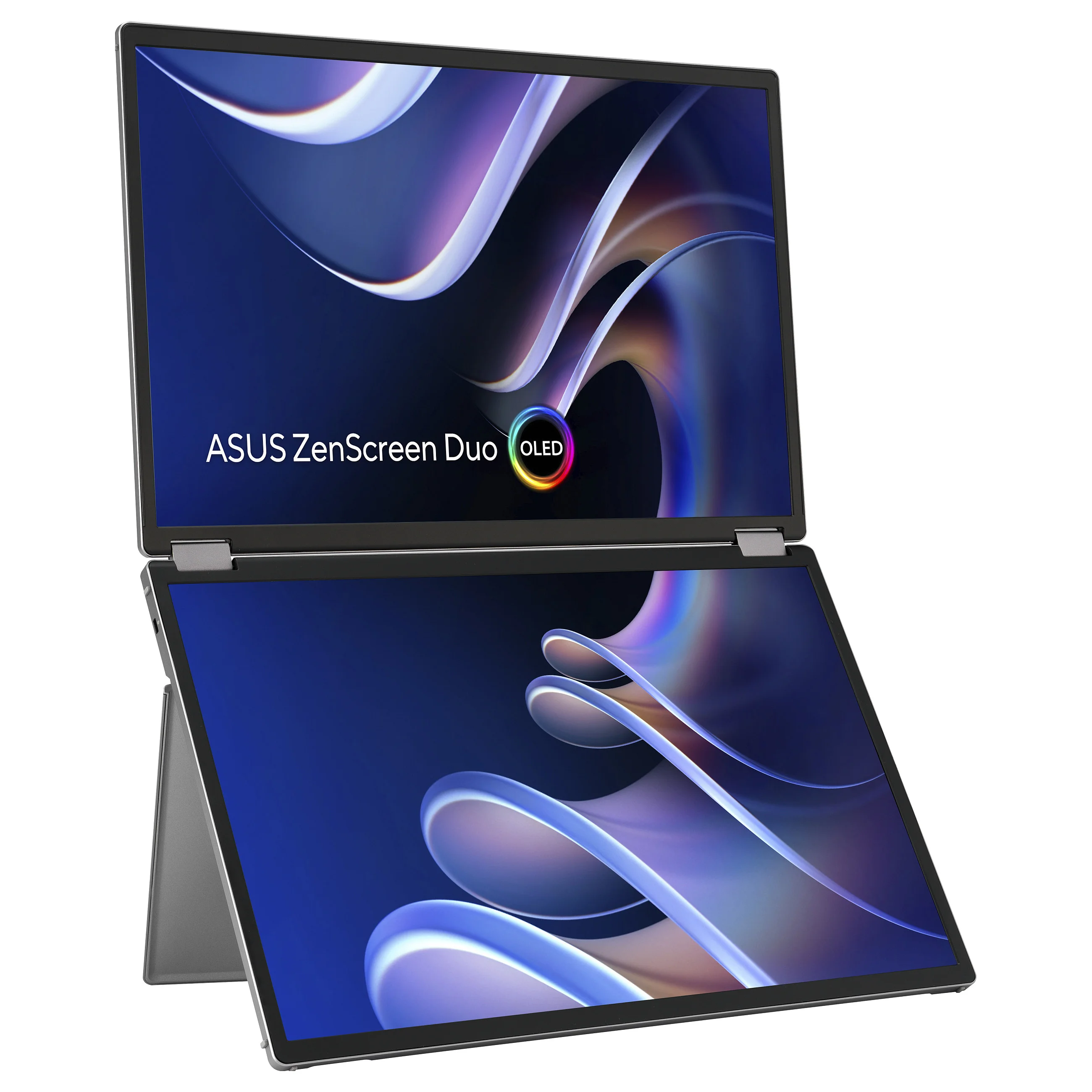 ASUS ZenScreen Duo OLED MQ149CD Computerbildschirm 35 6 cm  14   1920 x 1200 Pixel WUXGA Silber Monitore
